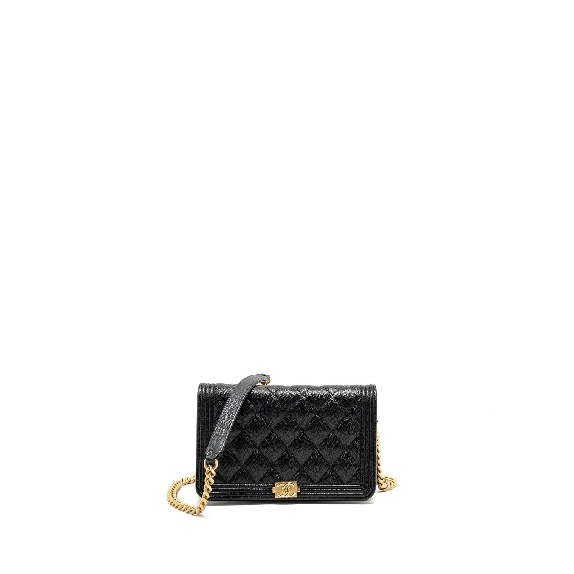 Chanel Boy on Caviar GHW Black Wallet Case Ghw 4