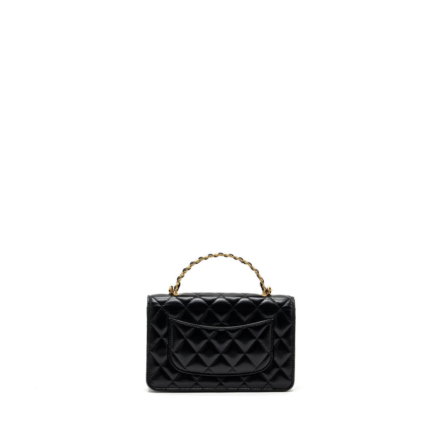 Chanel letter logo top handle flap on Black Wallet Case