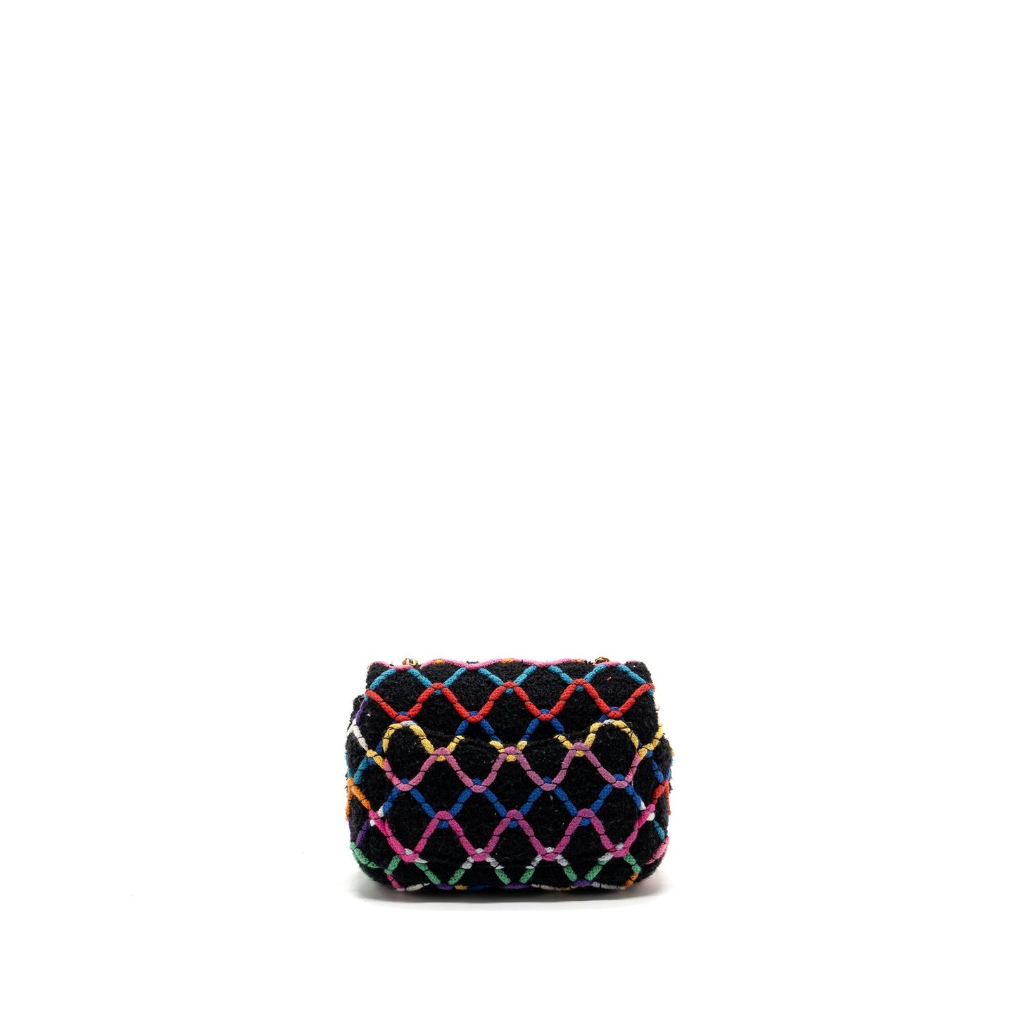 Chanel 22S pearl crush square flap fabric Multicolor Black Shoulder Bag
