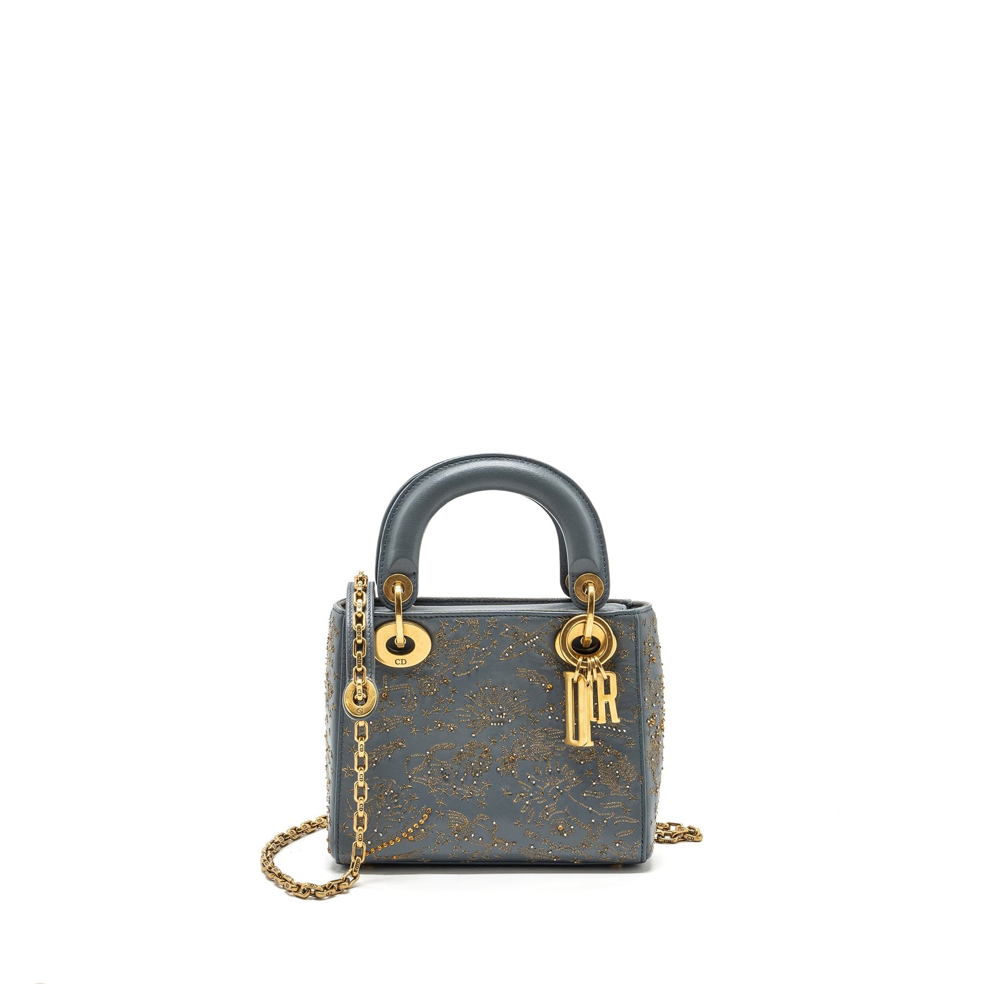 Dior Lady Limited Edition Lambskin Grey Handbag Mini Travel Bag