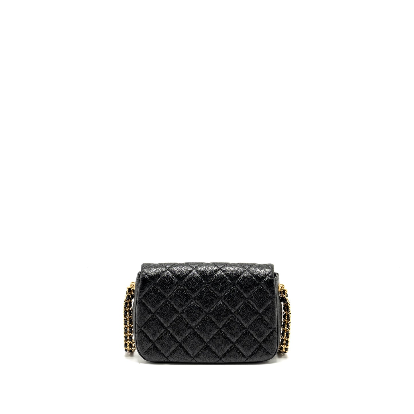 Chanel 21A Detailed Chains Flap Caviar GHW Black Shoulder Bag