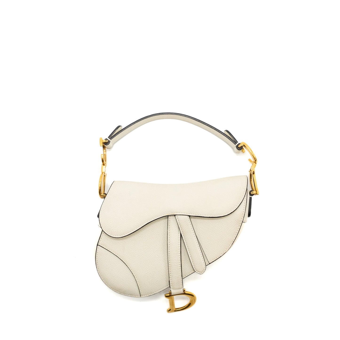Dior Saddle Purse Calfskin Brushed Handbag White Mini Travel Bag