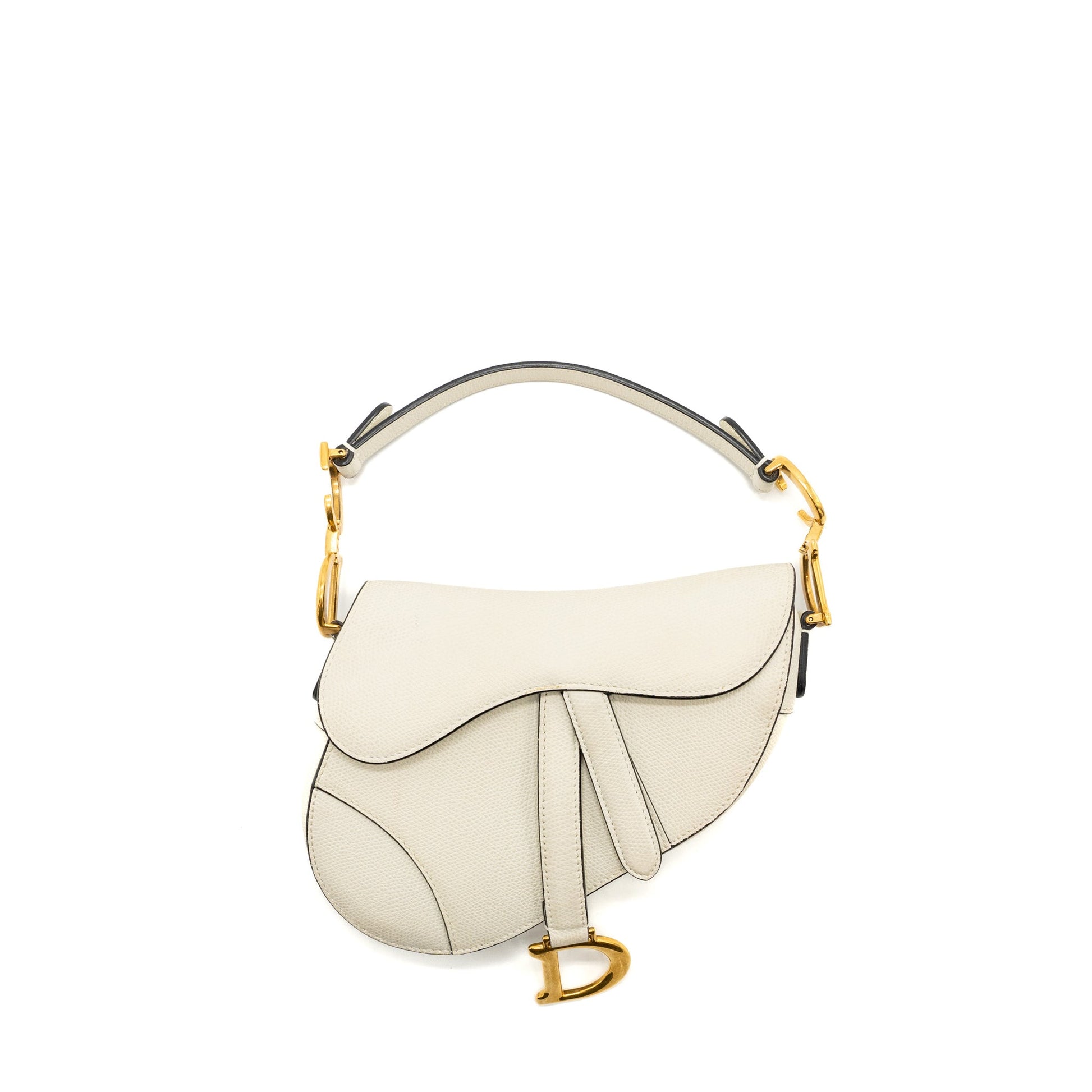 Dior Saddle Purse Calfskin Brushed Handbag White Mini Travel Bag