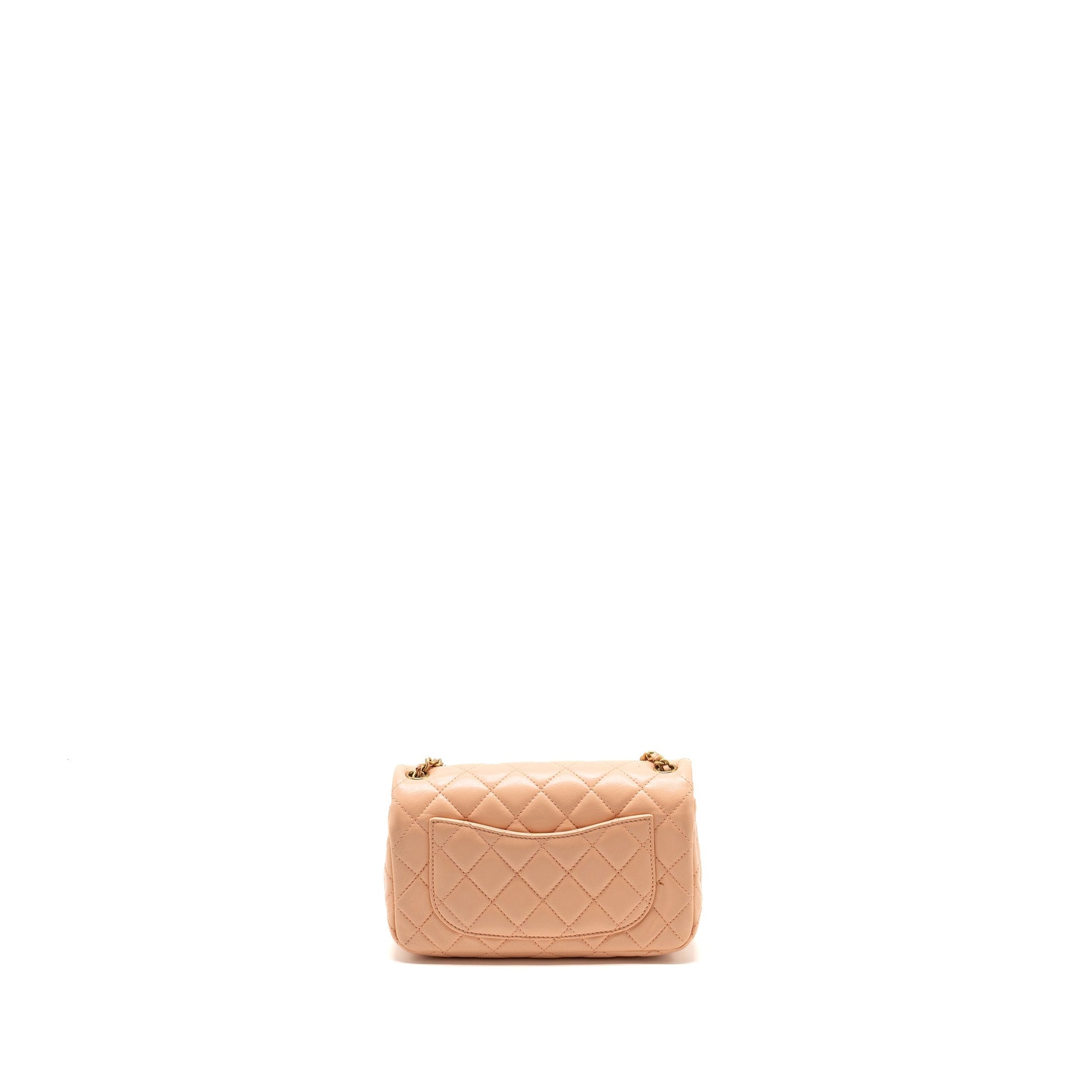 Chanel Pearl Crush Rectangular Flap Lambskin GHW Pink Shoulder Bag Ghw Microchip