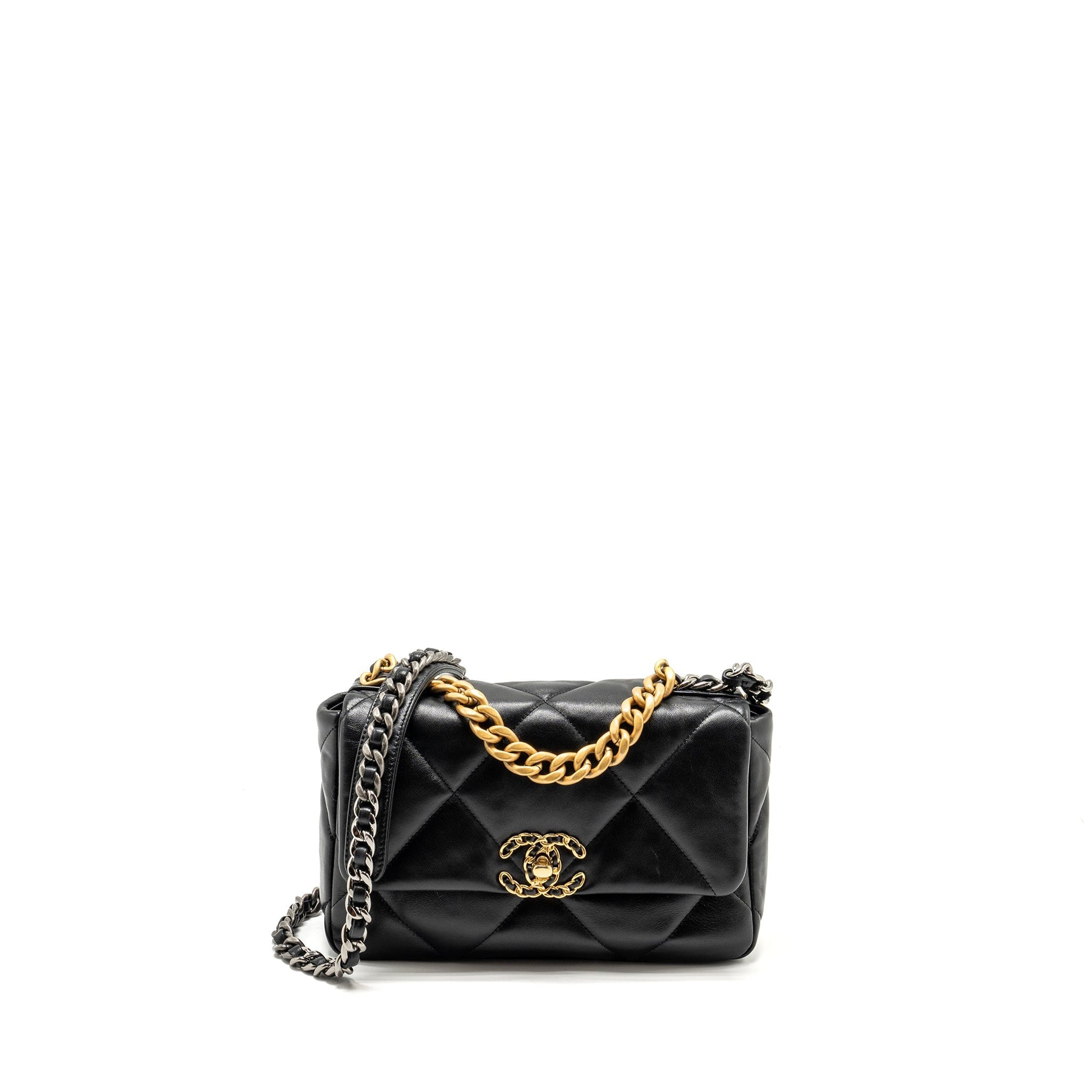 Chanel 19 Lambskin Hardware Microchip Multicolour Black Small Handbag Microchip 6