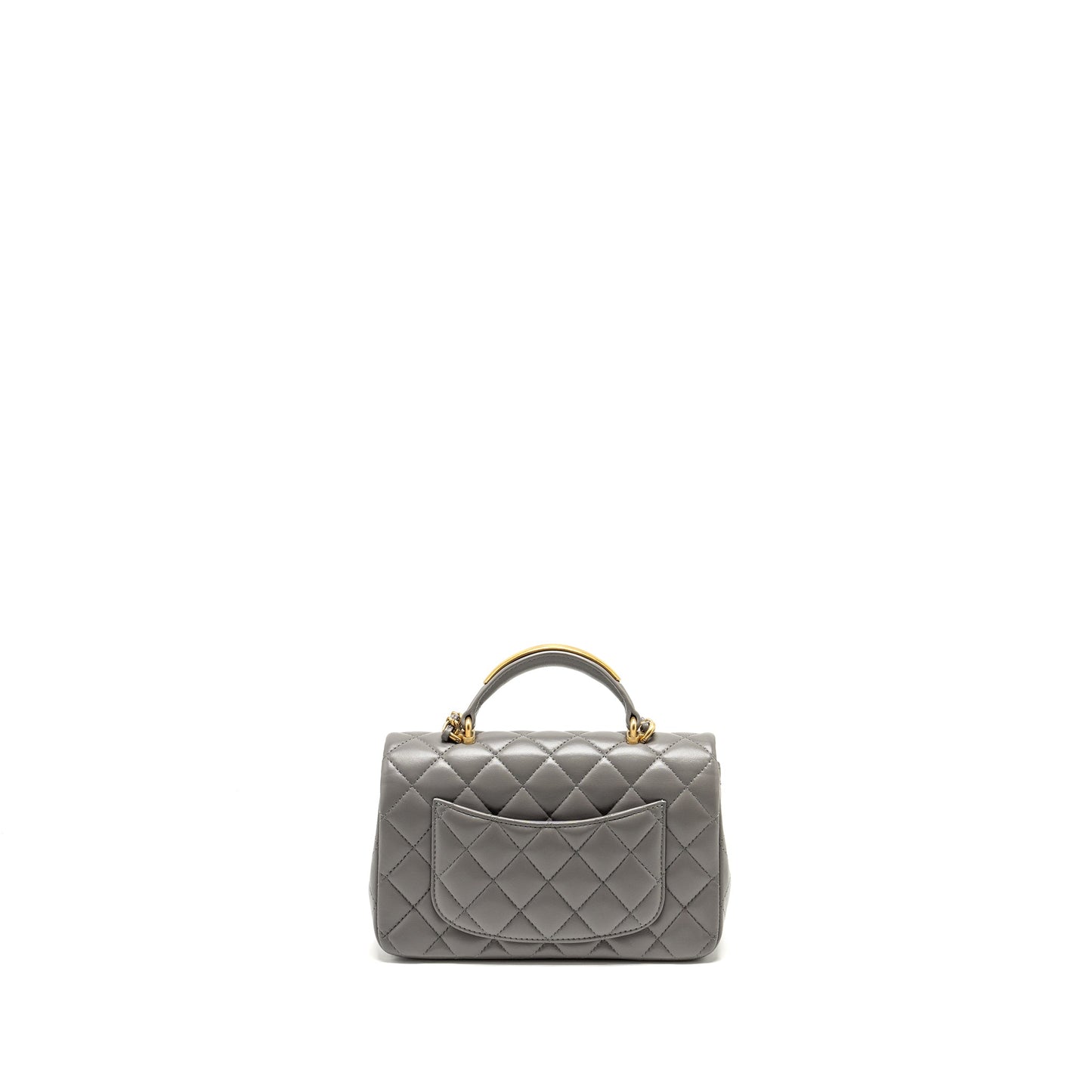 Chanel 22k g Lambskin GHW microchip Grey Shoulder Bag