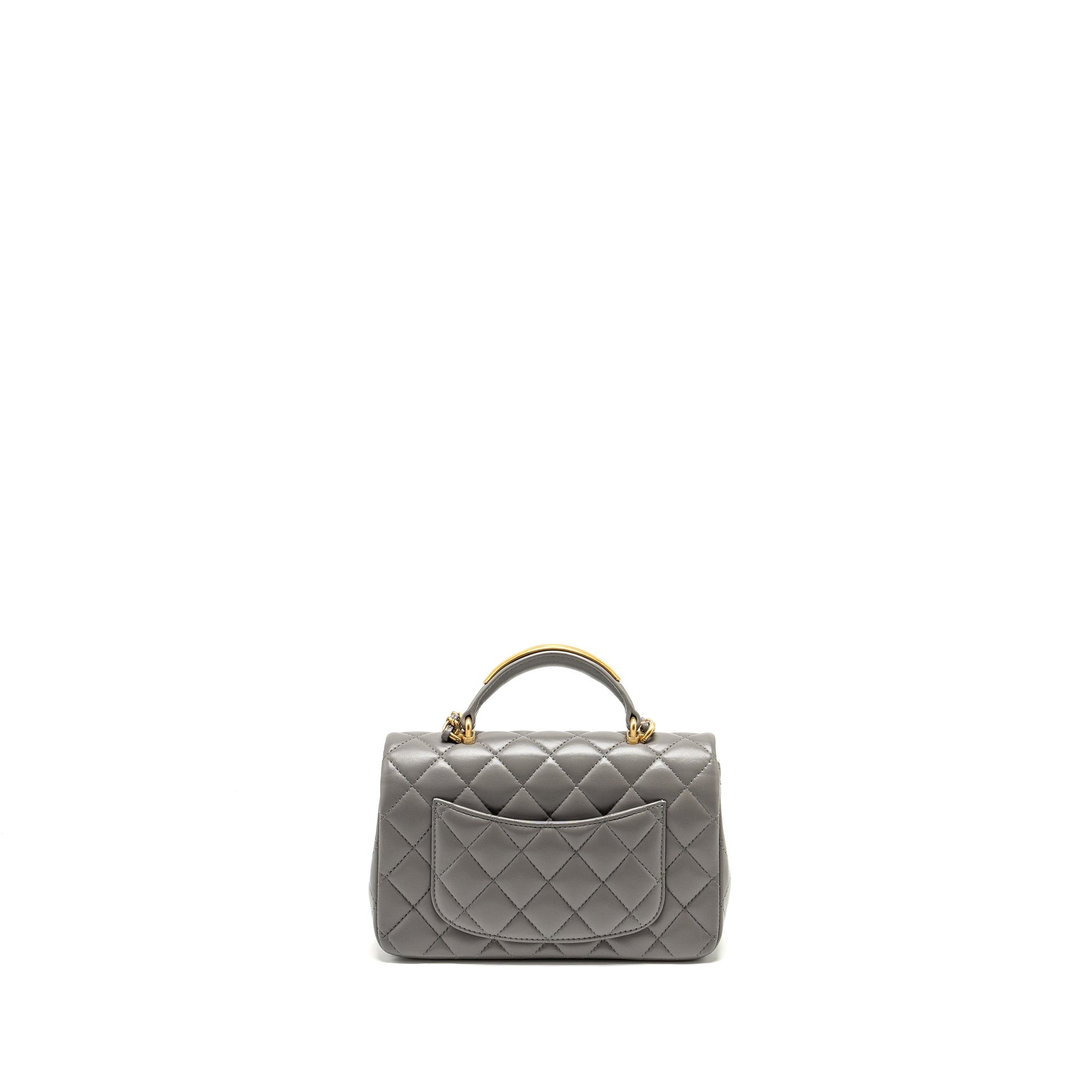 Chanel 22k g Lambskin GHW microchip Grey Shoulder Bag