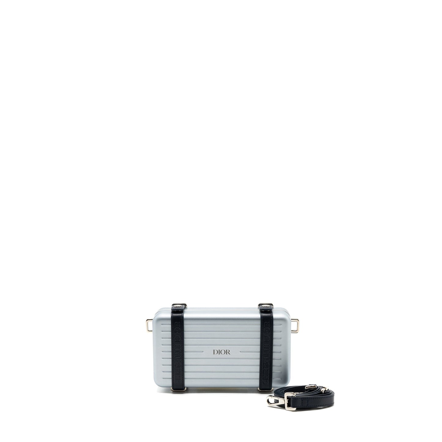 Dior X Rimowa Clutch Trunk Purse Aluminium Calfskin Black Silver Clutch Bag