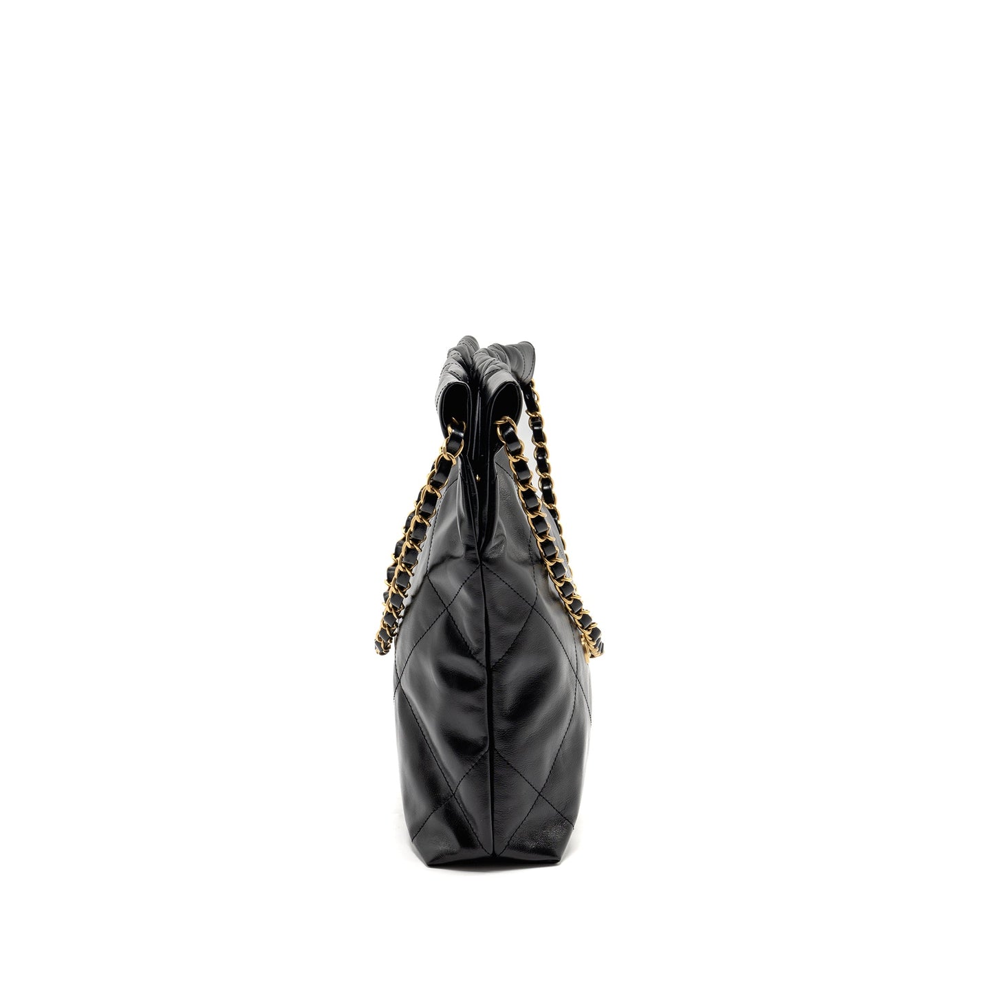 Chanel 22 Shiny Calfskin GHW microchip Black Small Handbag Lghw Microchip