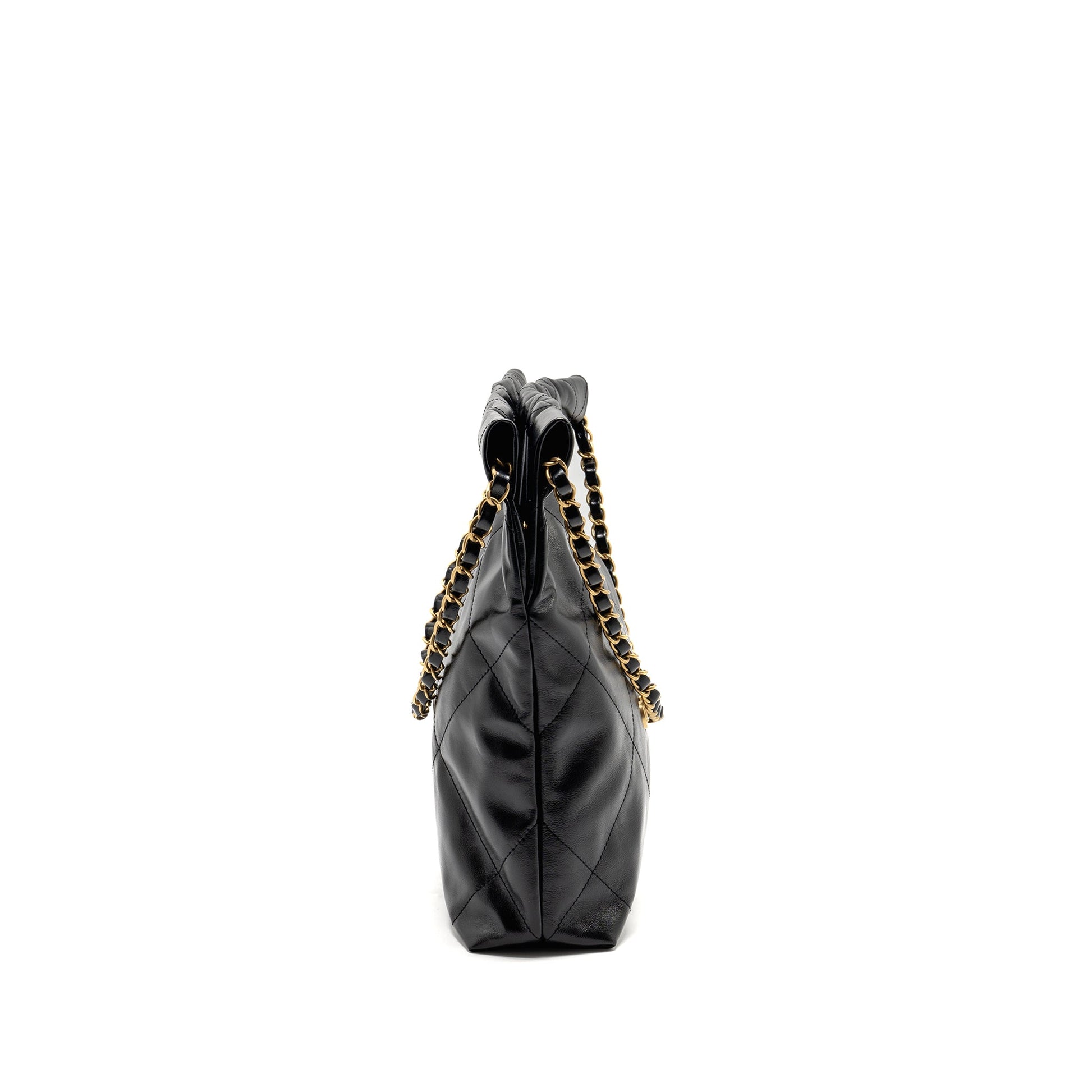 Chanel 22 Shiny Calfskin GHW microchip Black Small Handbag Lghw Microchip