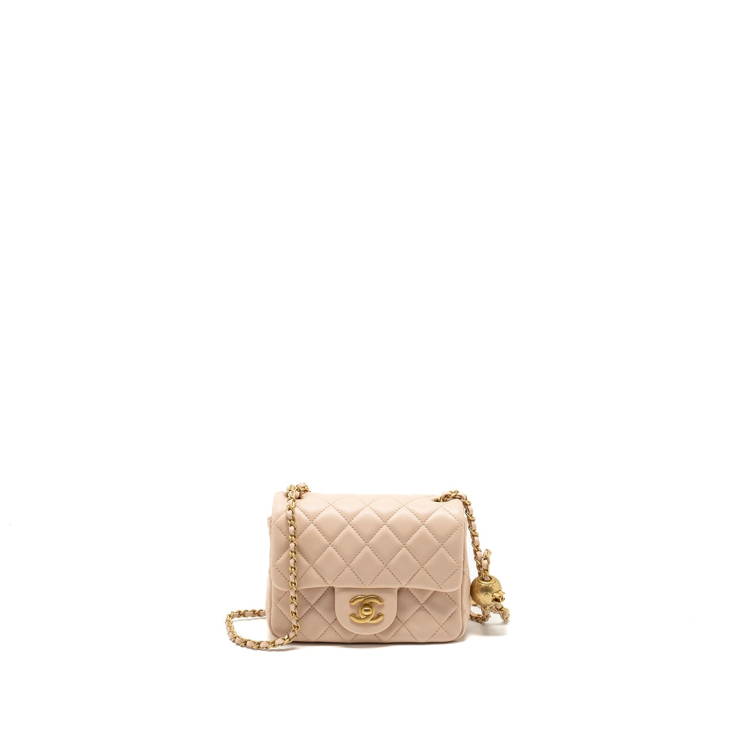 Chanel 22C pearl crush square flap lambskin Pink Shoulder Bag Microchip 1