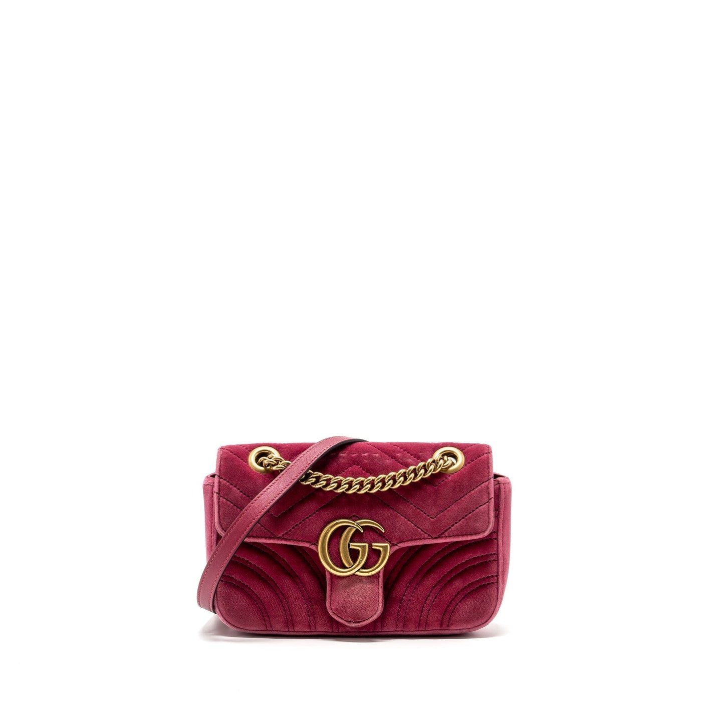 Gucci Marmont Shoulder Bag Velvet Pink Mini