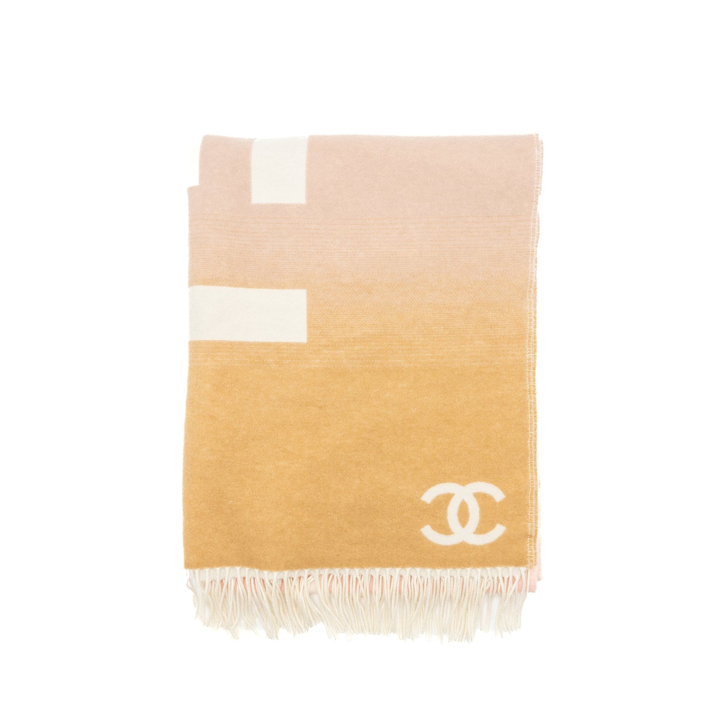 Chanel Cashmere Wool Scarf Cream Multicolour Pink Beige Cream 1