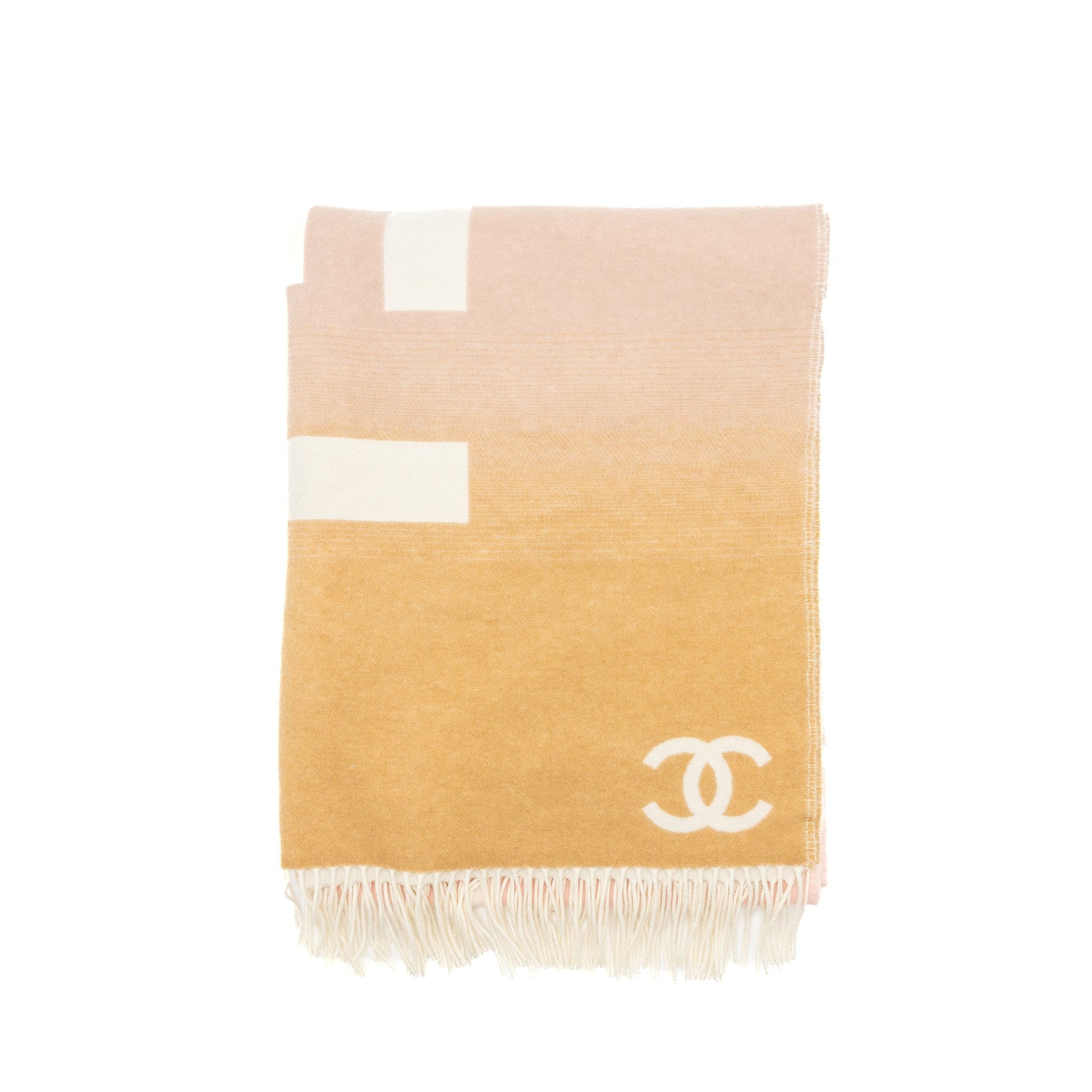 Chanel Cashmere Wool Scarf Cream Multicolour Pink Beige Cream 1