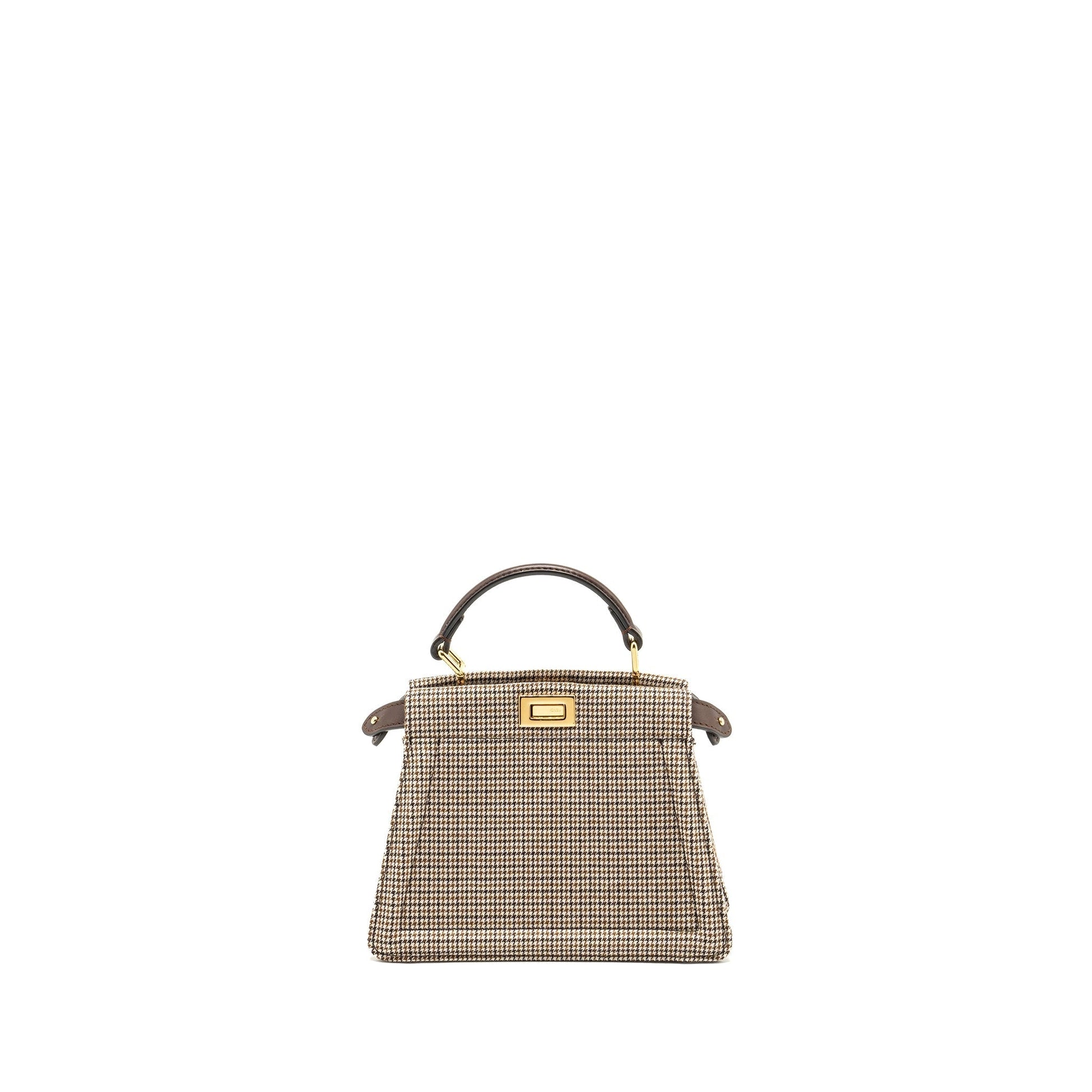 Fendi Peekaboo Iseeu Petite Fabric Multicolour Handbag Brown Mini Travel Bag