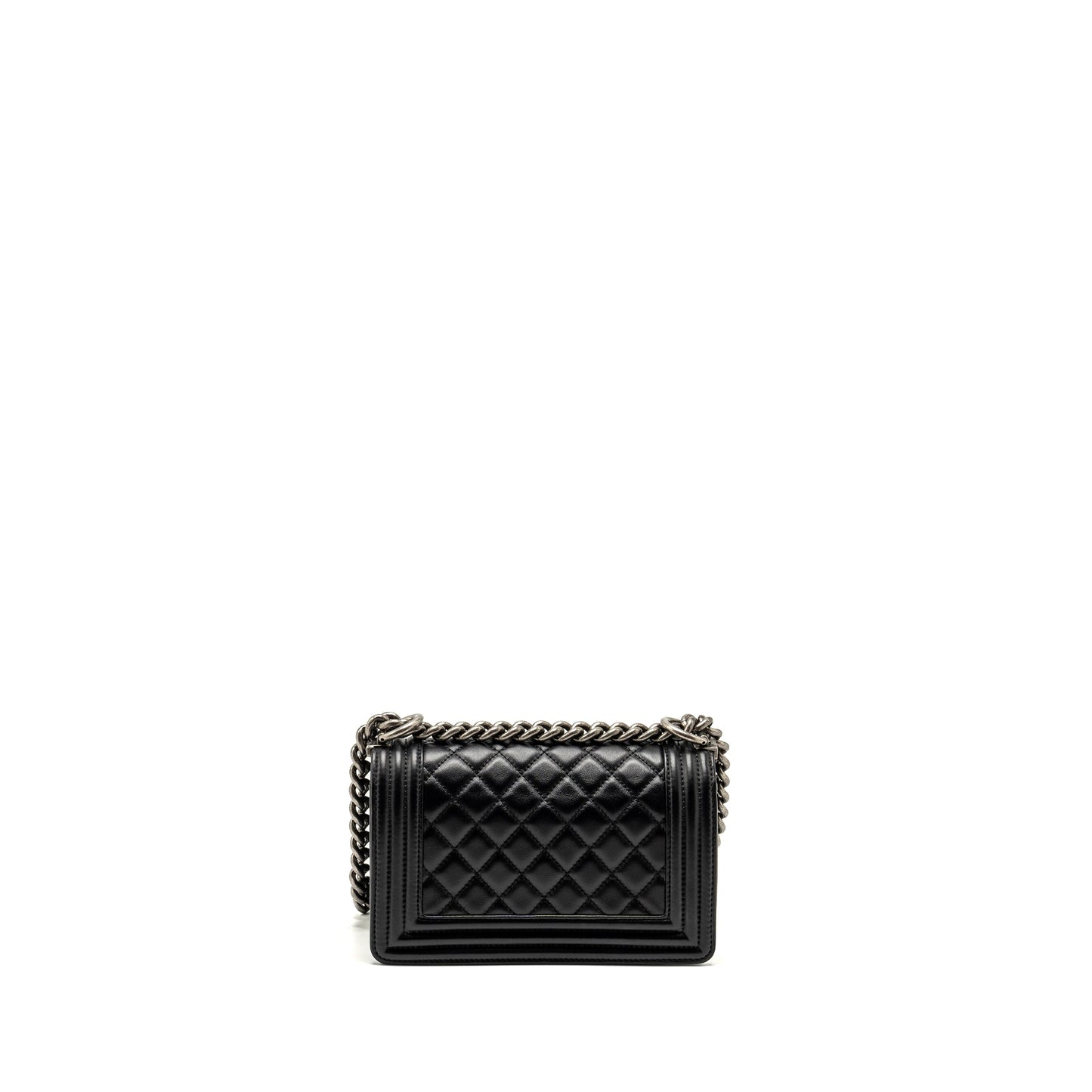 Chanel Boy Calfskin Ruthenium Hardware Microchip Black Small Handbag