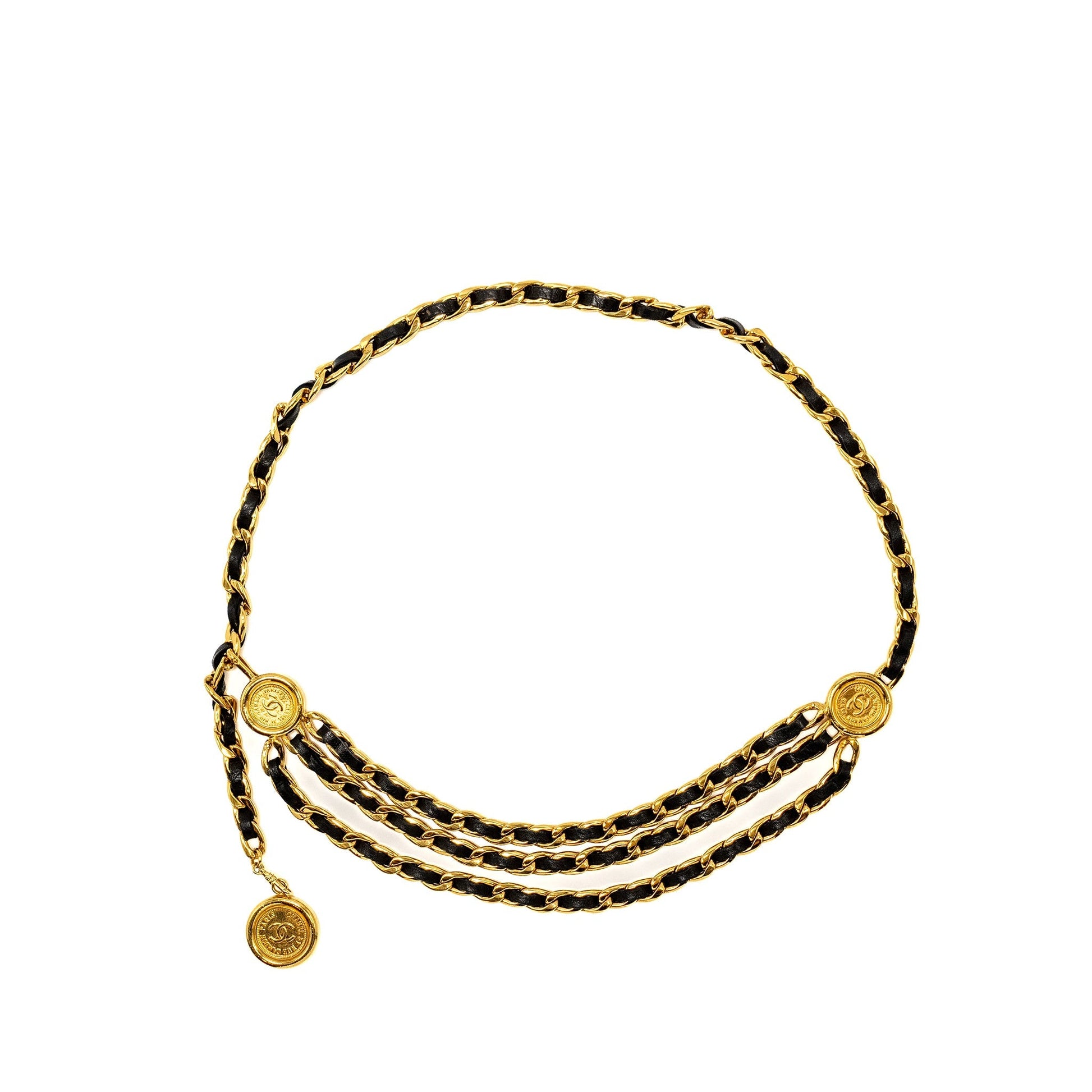 Chanel 3-Tier Strand Belt Lambskin 24k Plated Gold Leather
