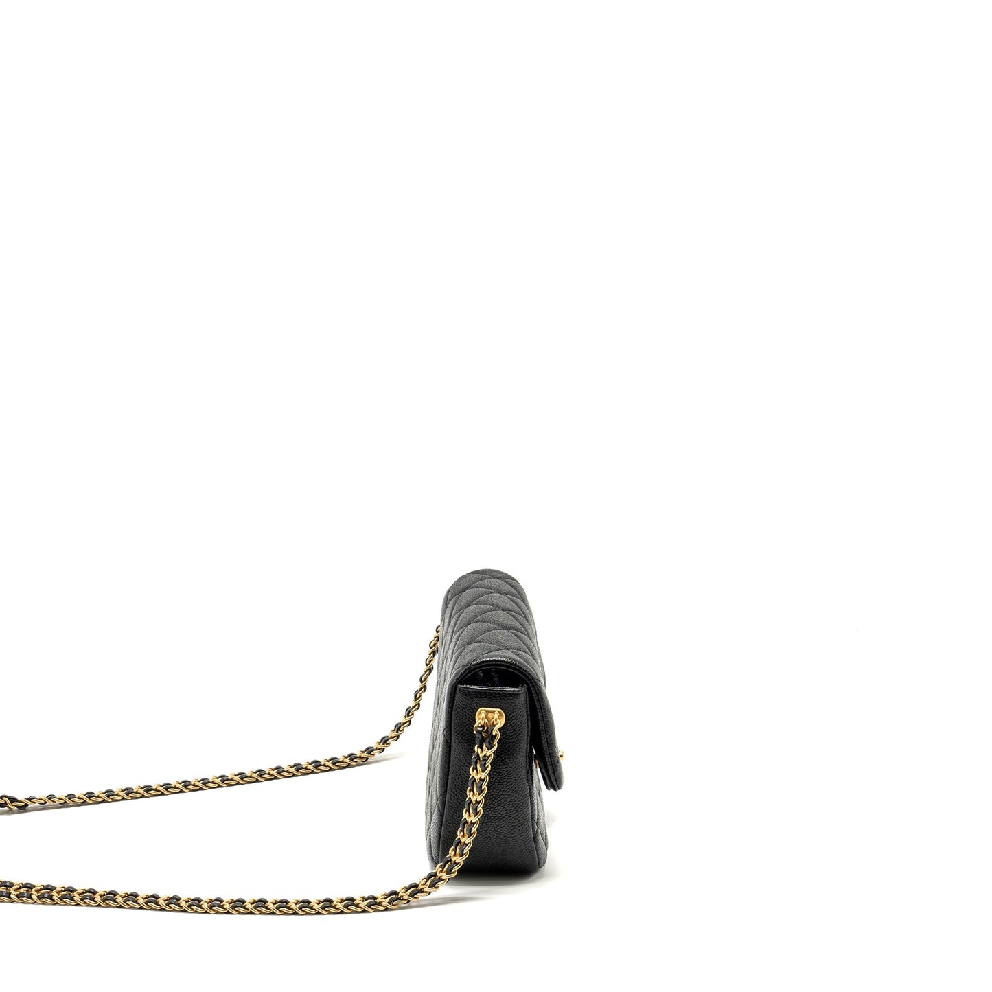 Chanel 21A Detailed Chains Flap Caviar GHW Black Shoulder Bag