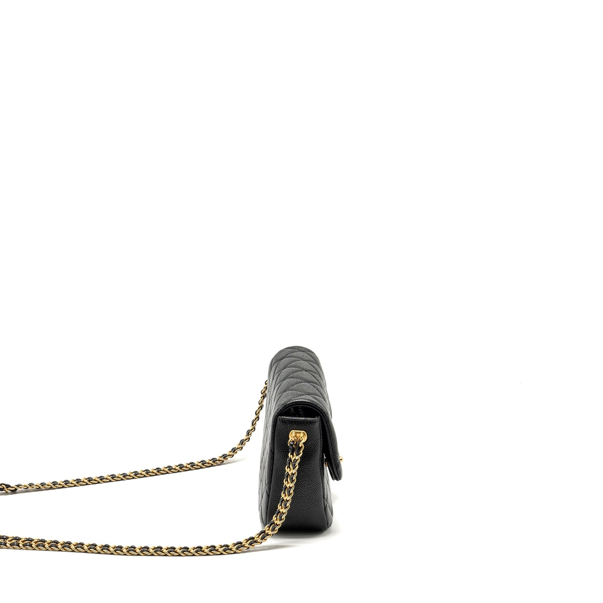 Chanel 21A Detailed Chains Flap Caviar GHW Black Shoulder Bag