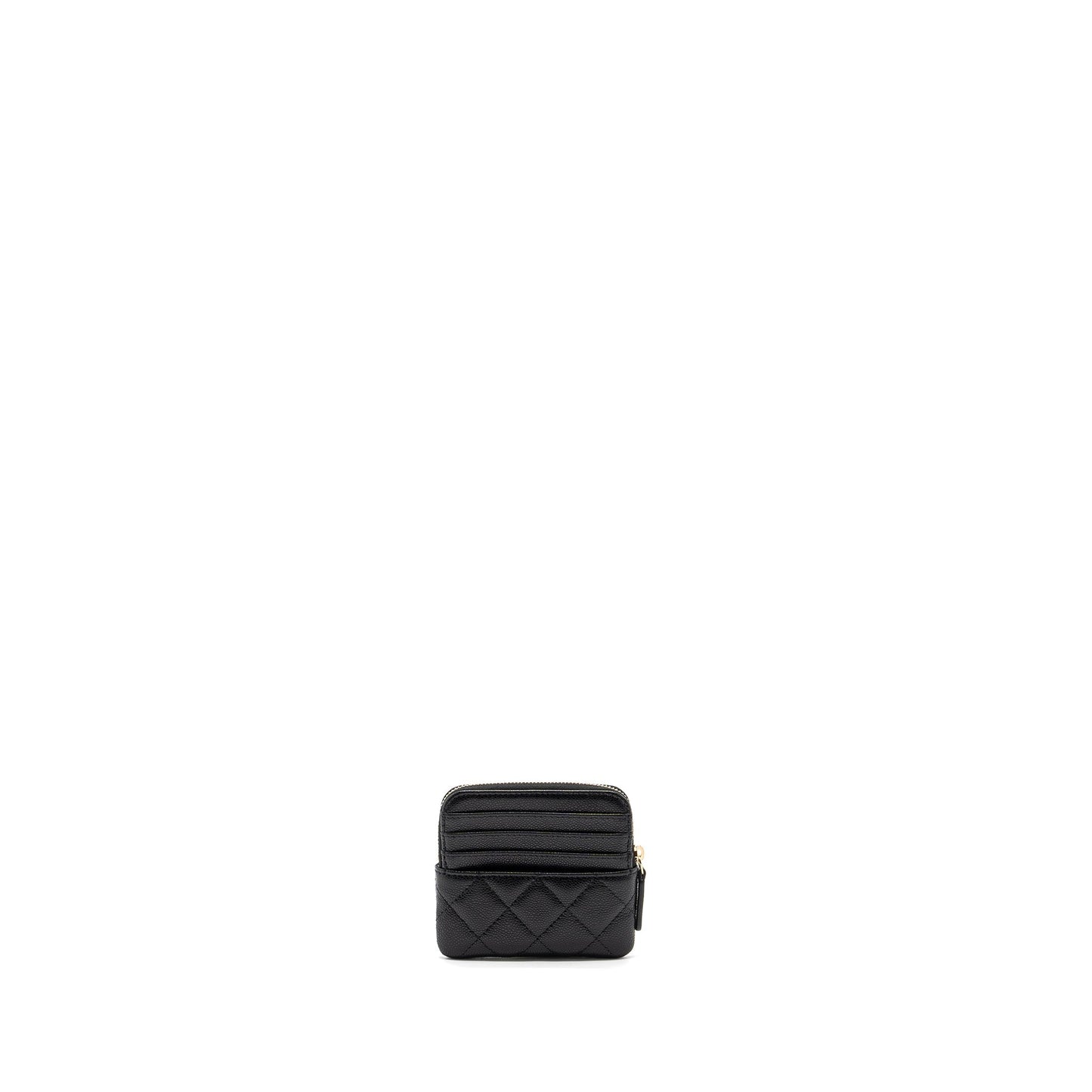 Chanel square zipper card holder caviar LGHW Black Wallet Case