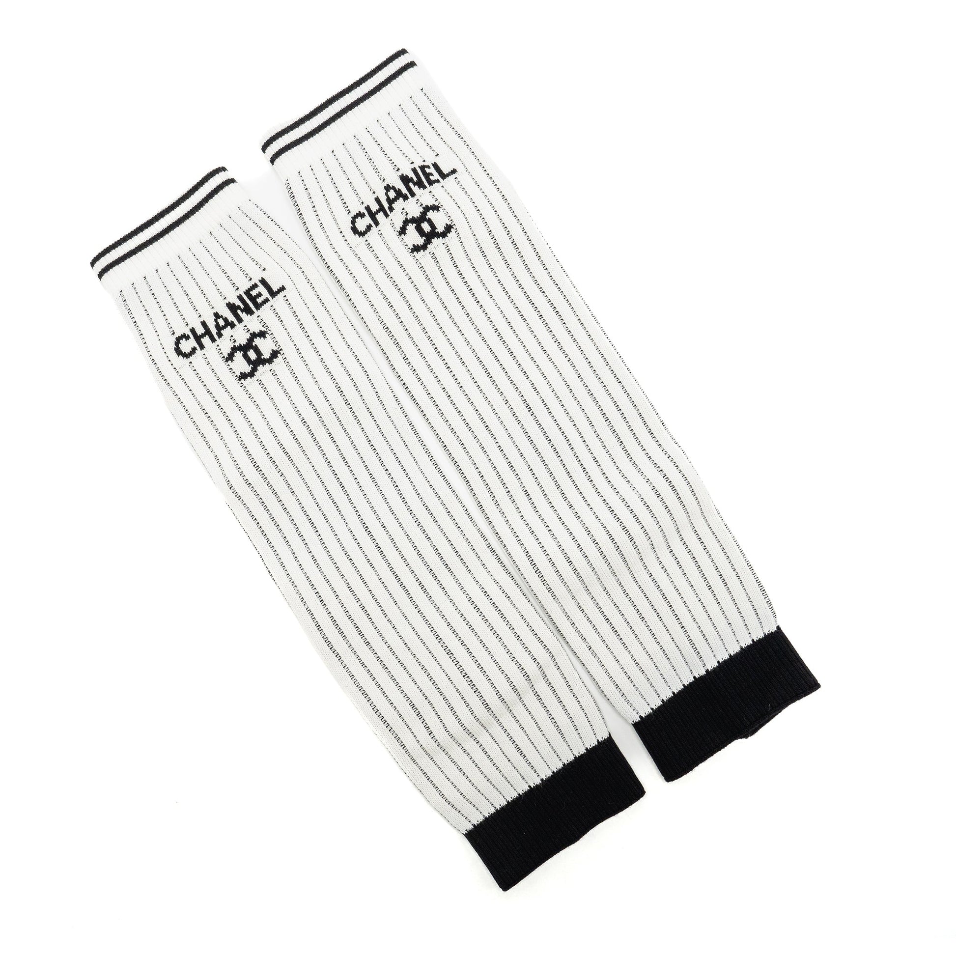 Chanel 24c CC Logo Gaiters Leg Warmers White Handbag