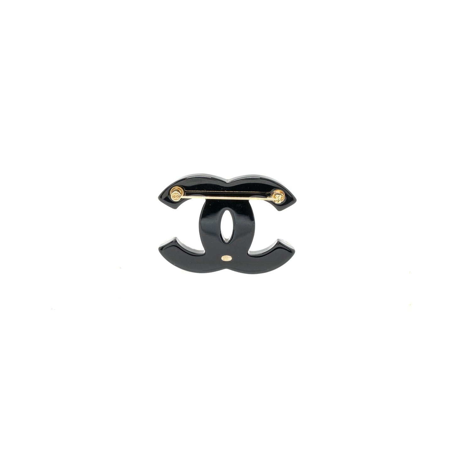Chanel CC logo Brooch Acrylic LGHW Black Handbag