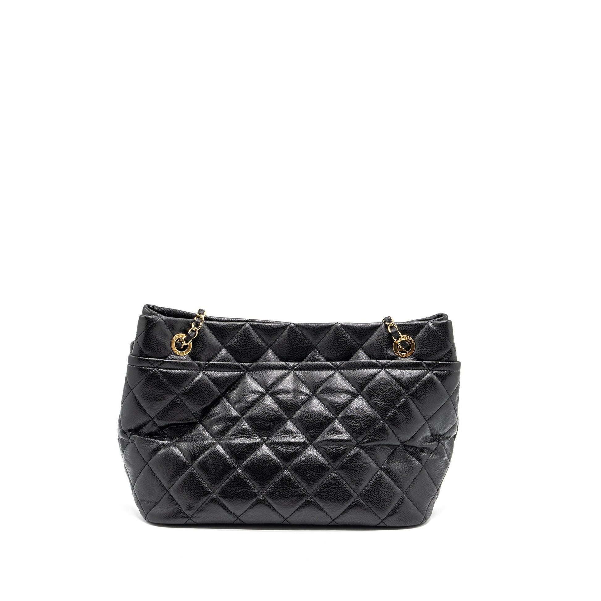 Chanel quilted shopping caviar GHW Black Shoulder Bag