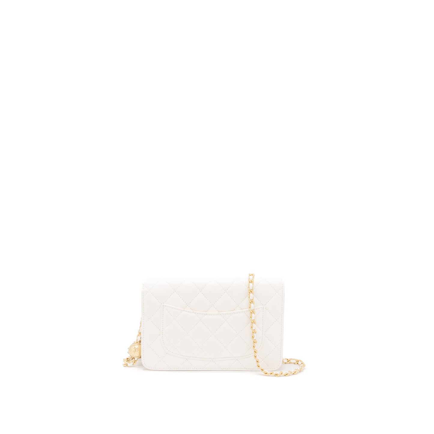 Chanel Pearl Crush on Lambskin Brushed GHW White Wallet Case