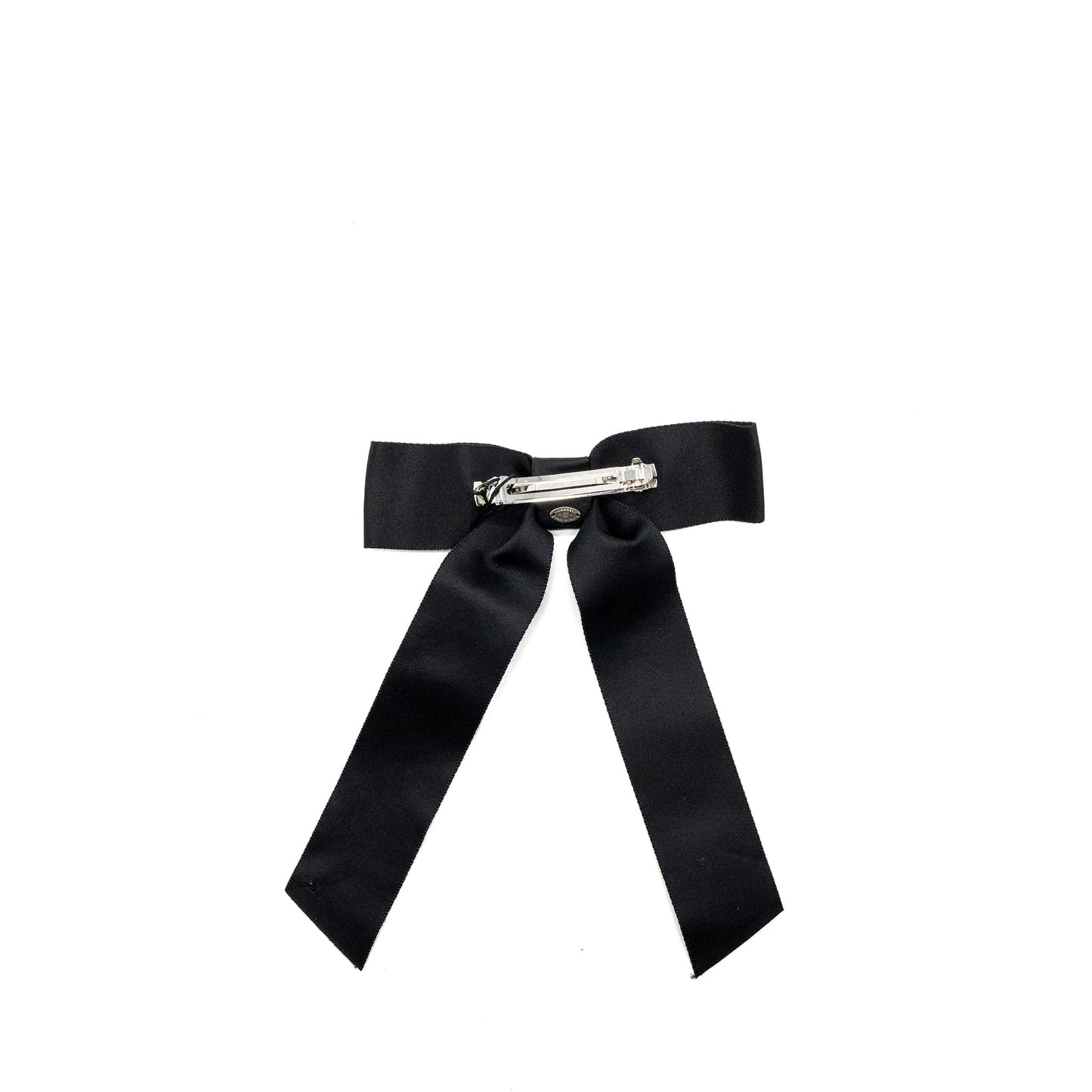 Chanel bow Hair Clip silk SHW Black Handbag