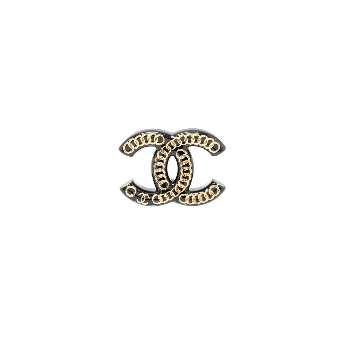 Chanel CC logo Brooch Acrylic LGHW Black Handbag