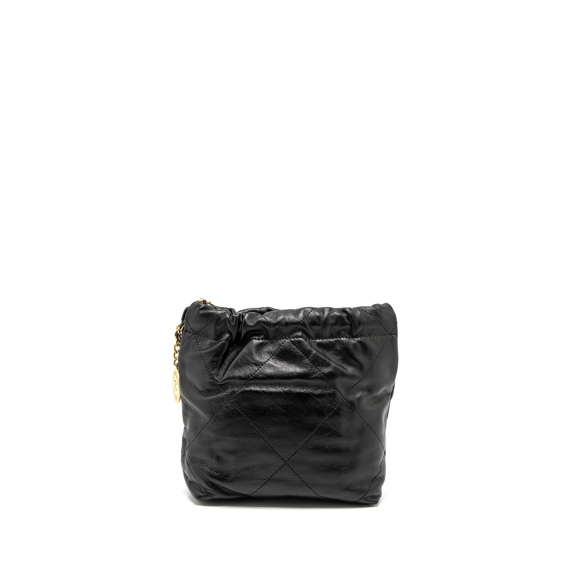 Chanel 23S 22 Pearl Shiny Calfskin Brushed Black Mini Bag