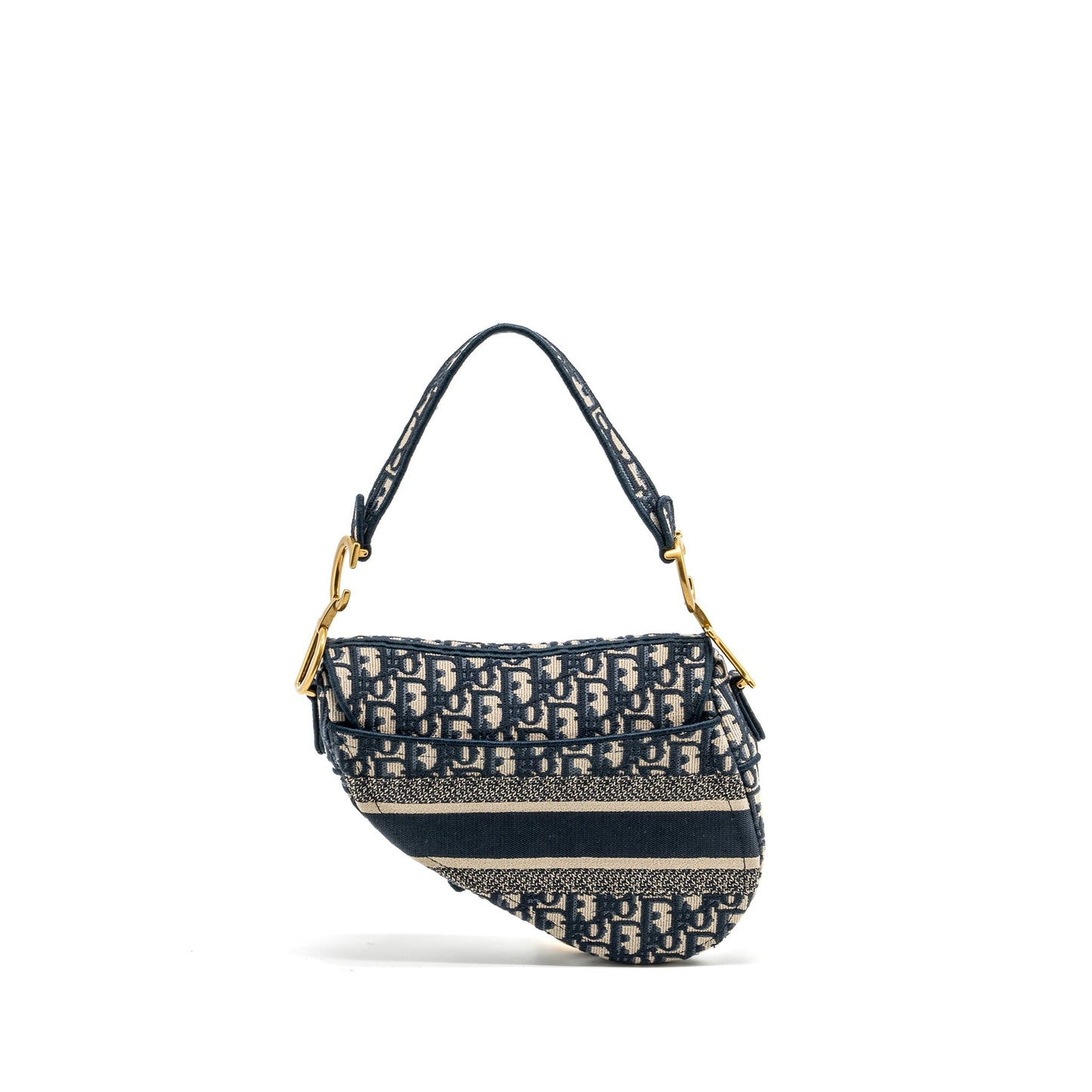 Dior Saddle Oblique Embroidery Handbag Blue Medium Travel Bag