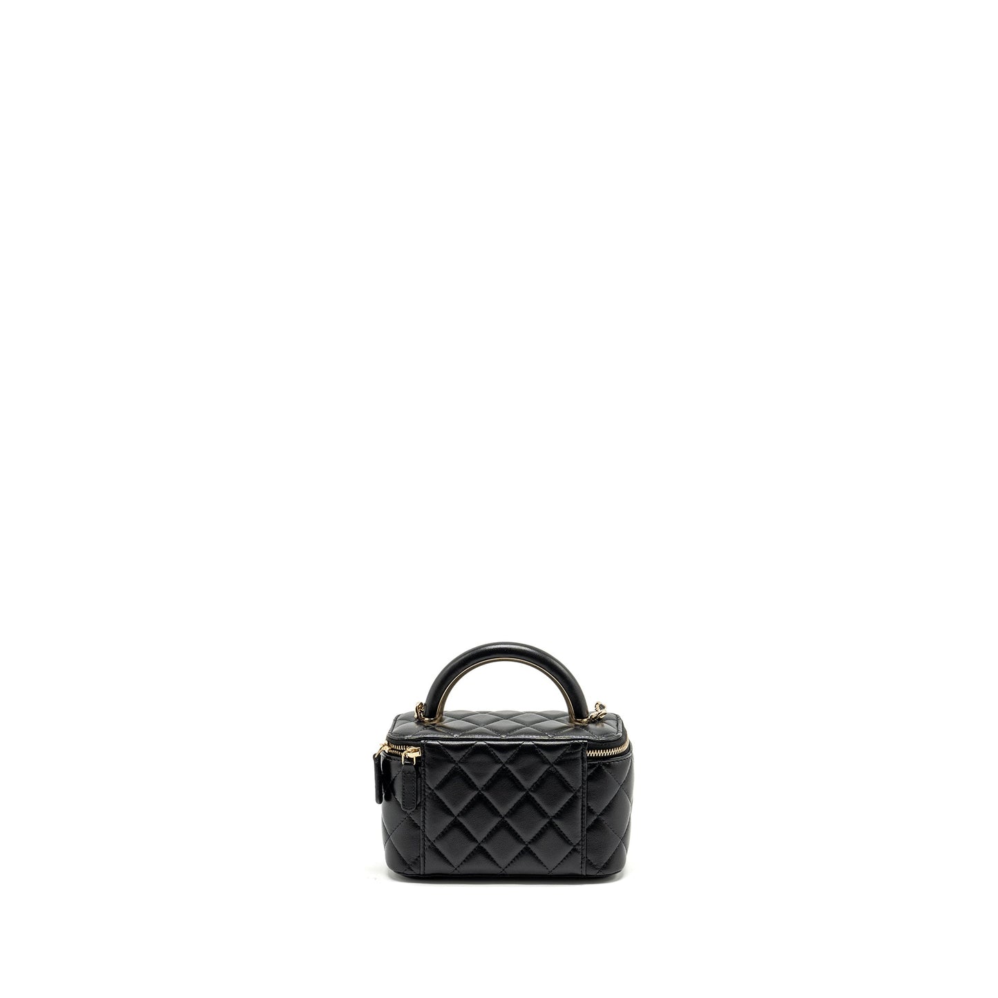 Chanel Top Handle Long Vanity Lambskin LGHW Black Handbag Microchip 1