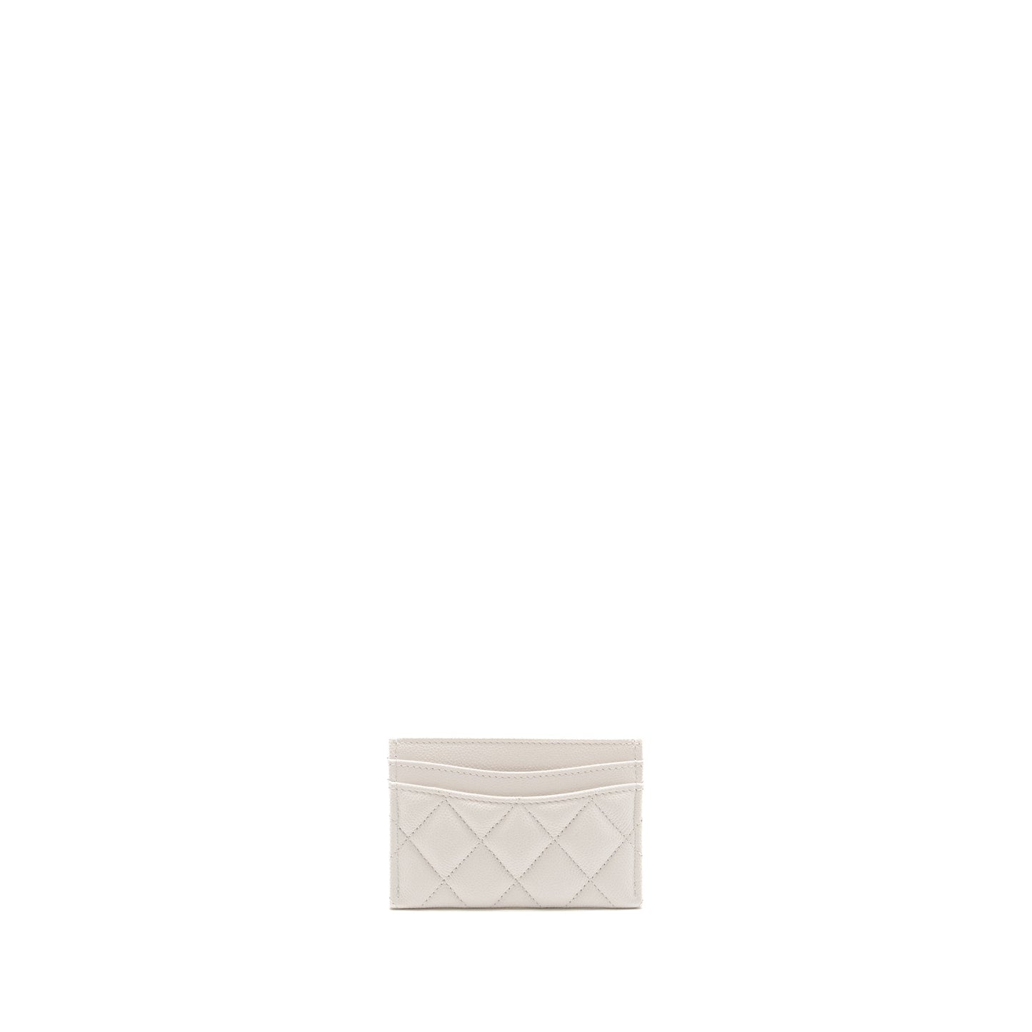 Chanel Classic Card Holder Caviar LGHW Microchip White Wallet Case
