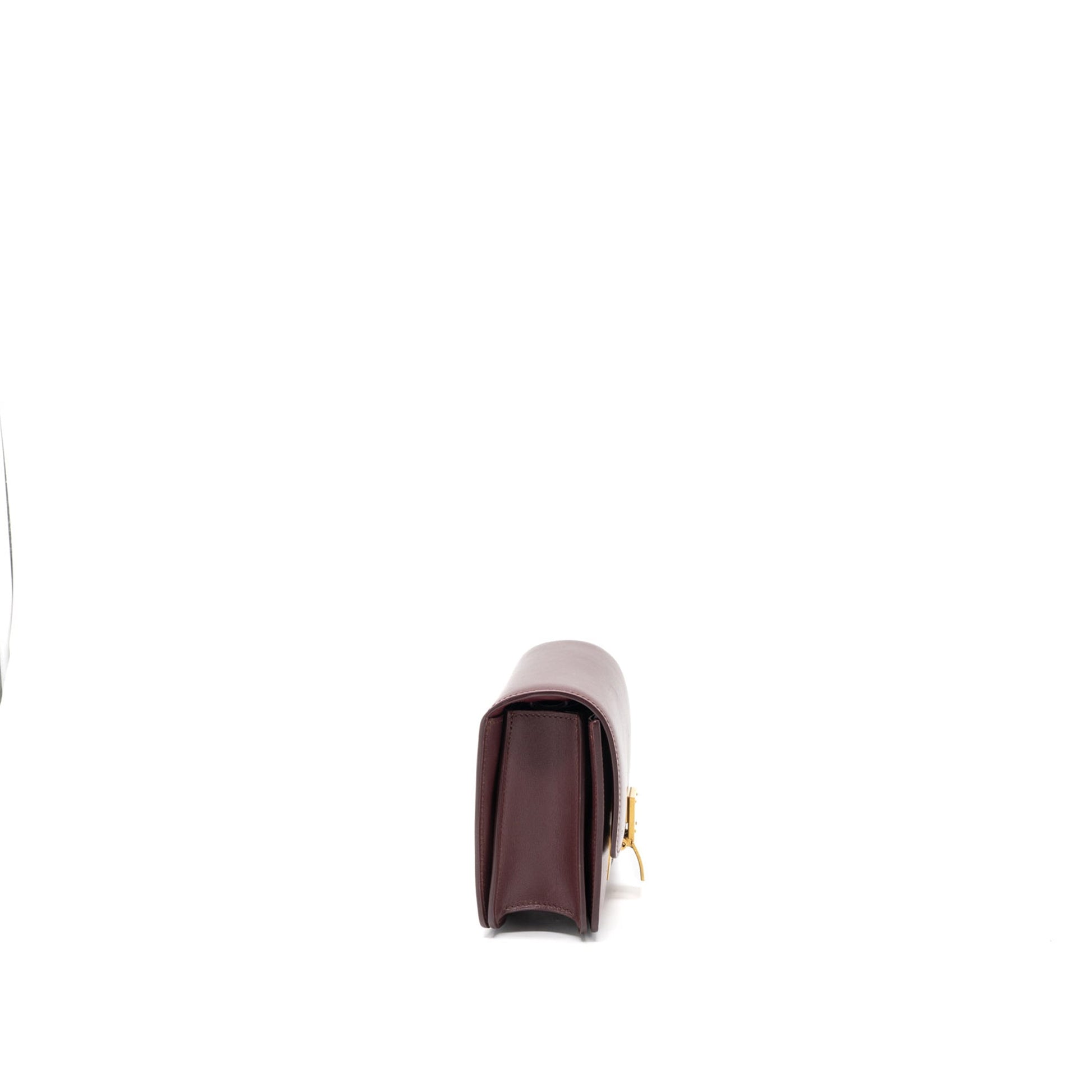 Celine Box Calfskin Burgundy Brushed Handbag Mini Travel Bag