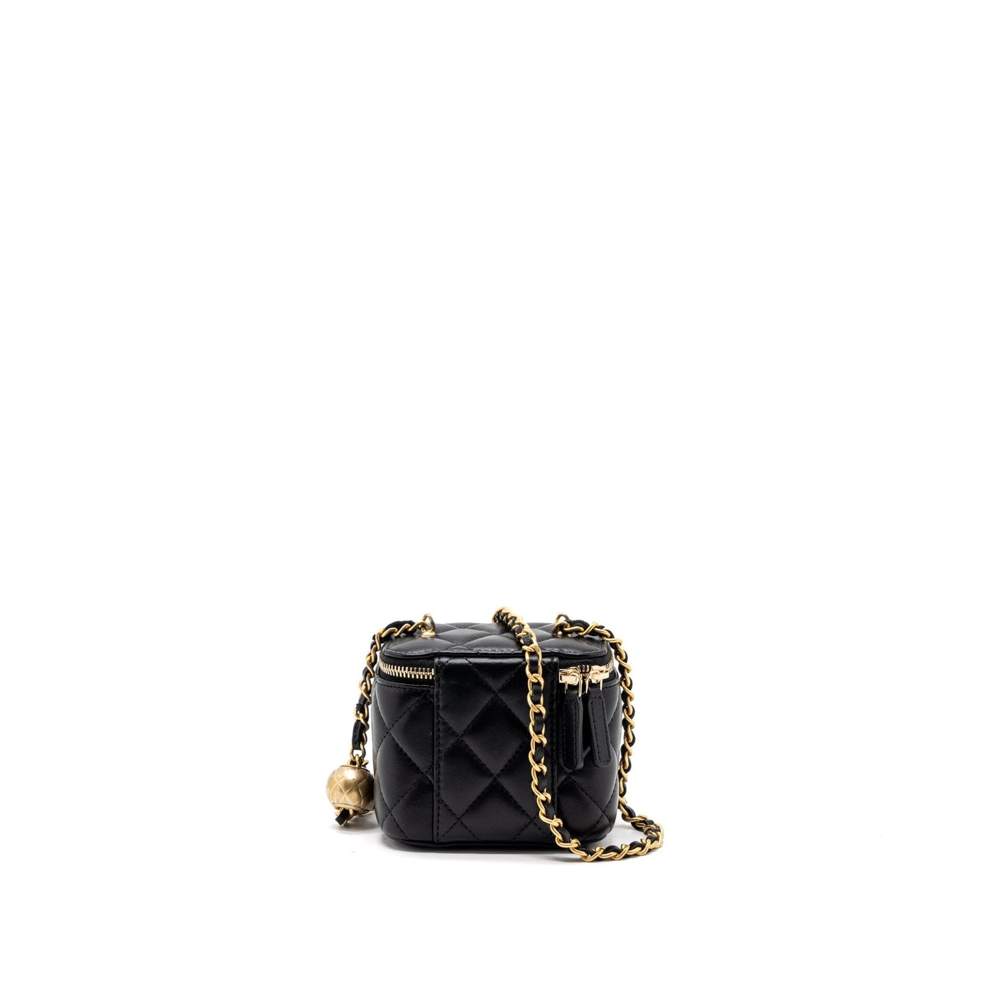 Chanel Pearl Crush Vanity Lambskin Brushed GHW Black Mini Bag