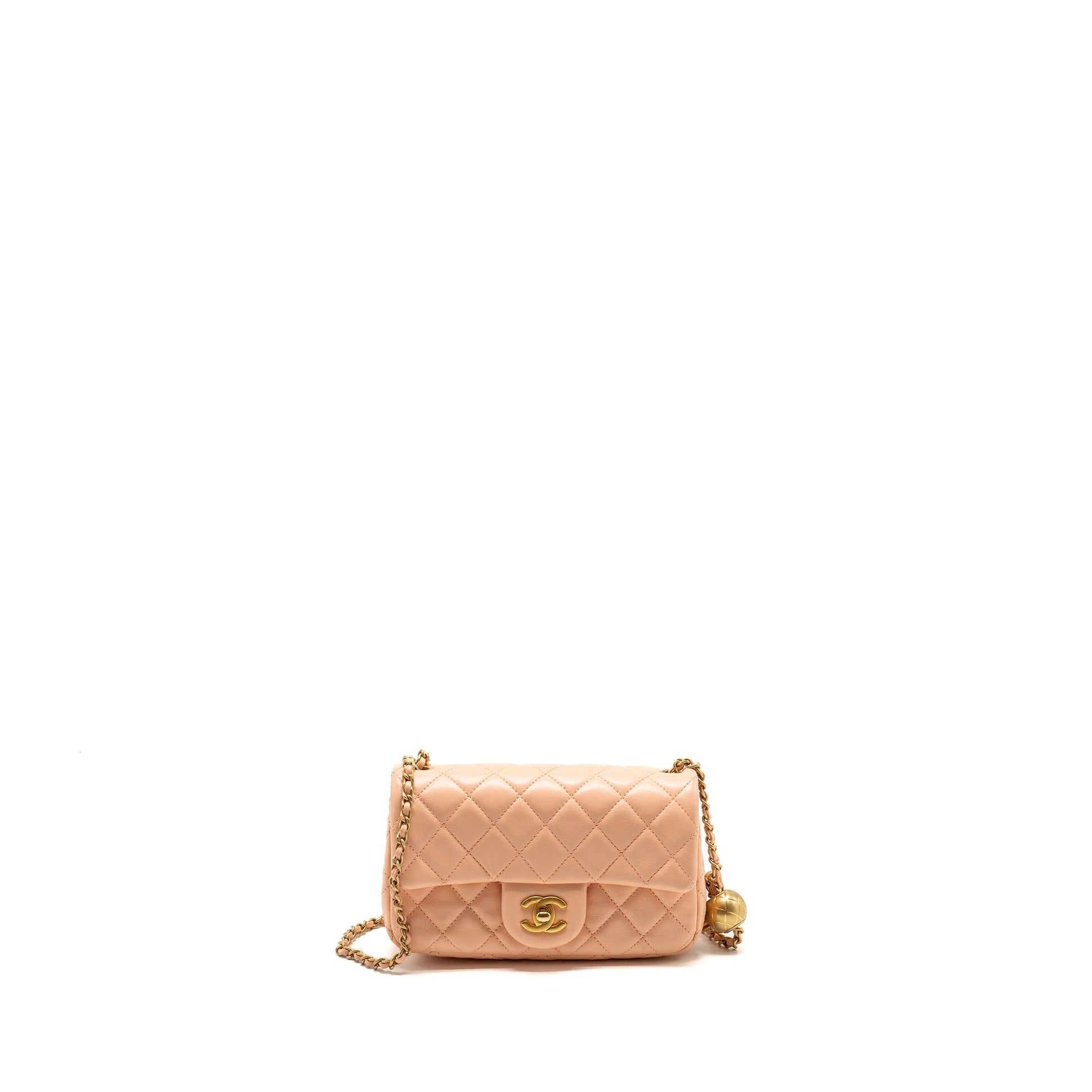 Chanel Pearl Crush Rectangular Flap Lambskin GHW Pink Shoulder Bag Ghw Microchip
