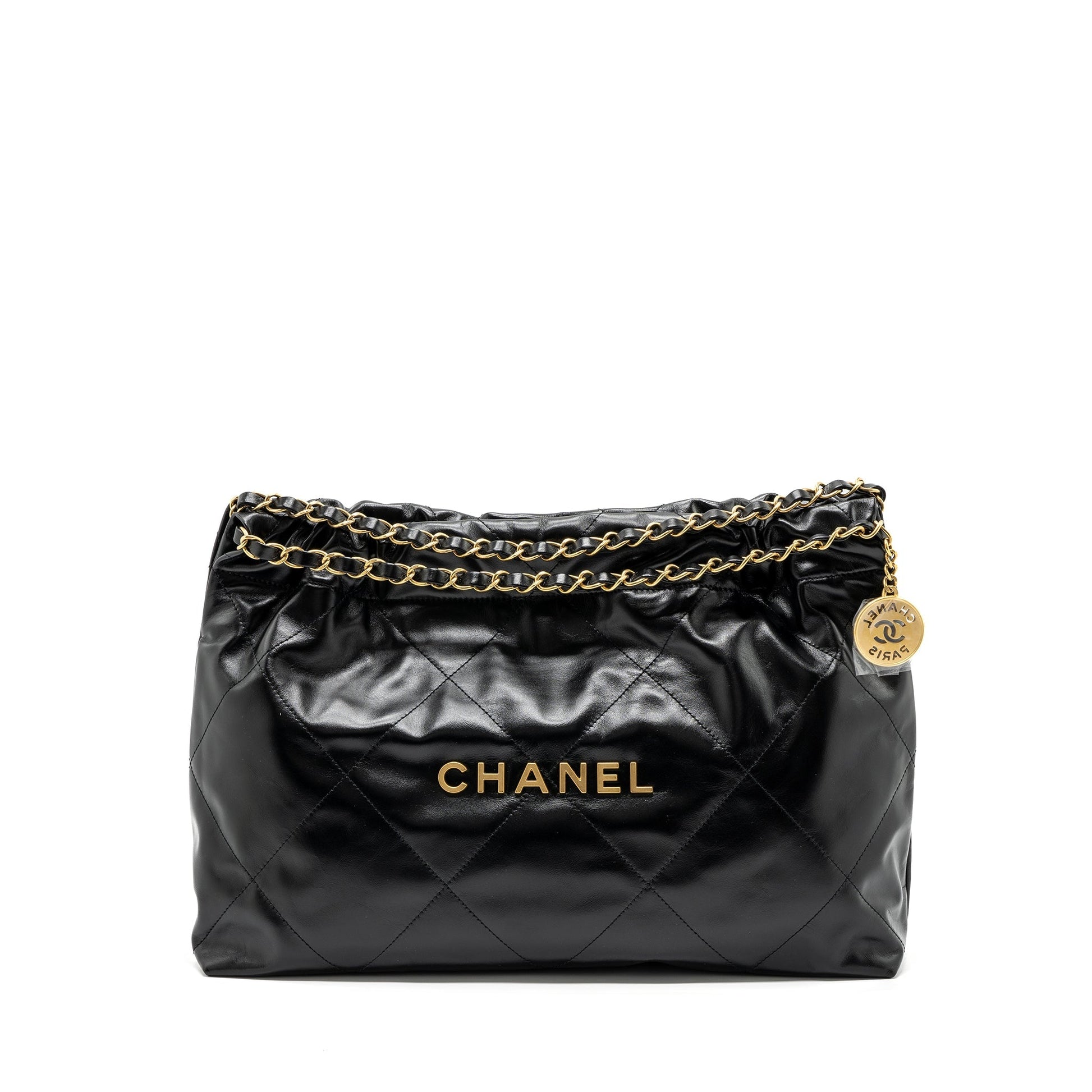 Chanel 24C 22 Calfskin GHW microchip Black Handbag