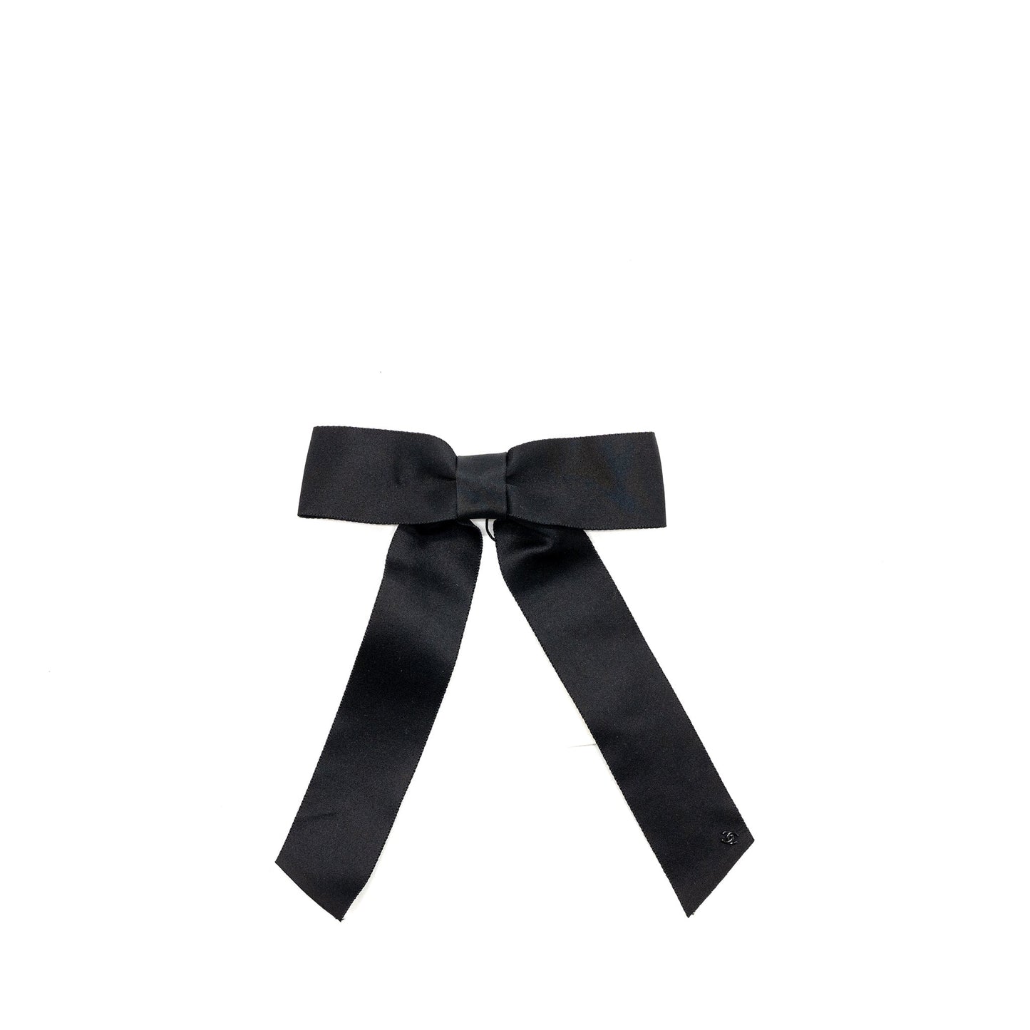 Chanel bow Hair Clip silk SHW Black Handbag