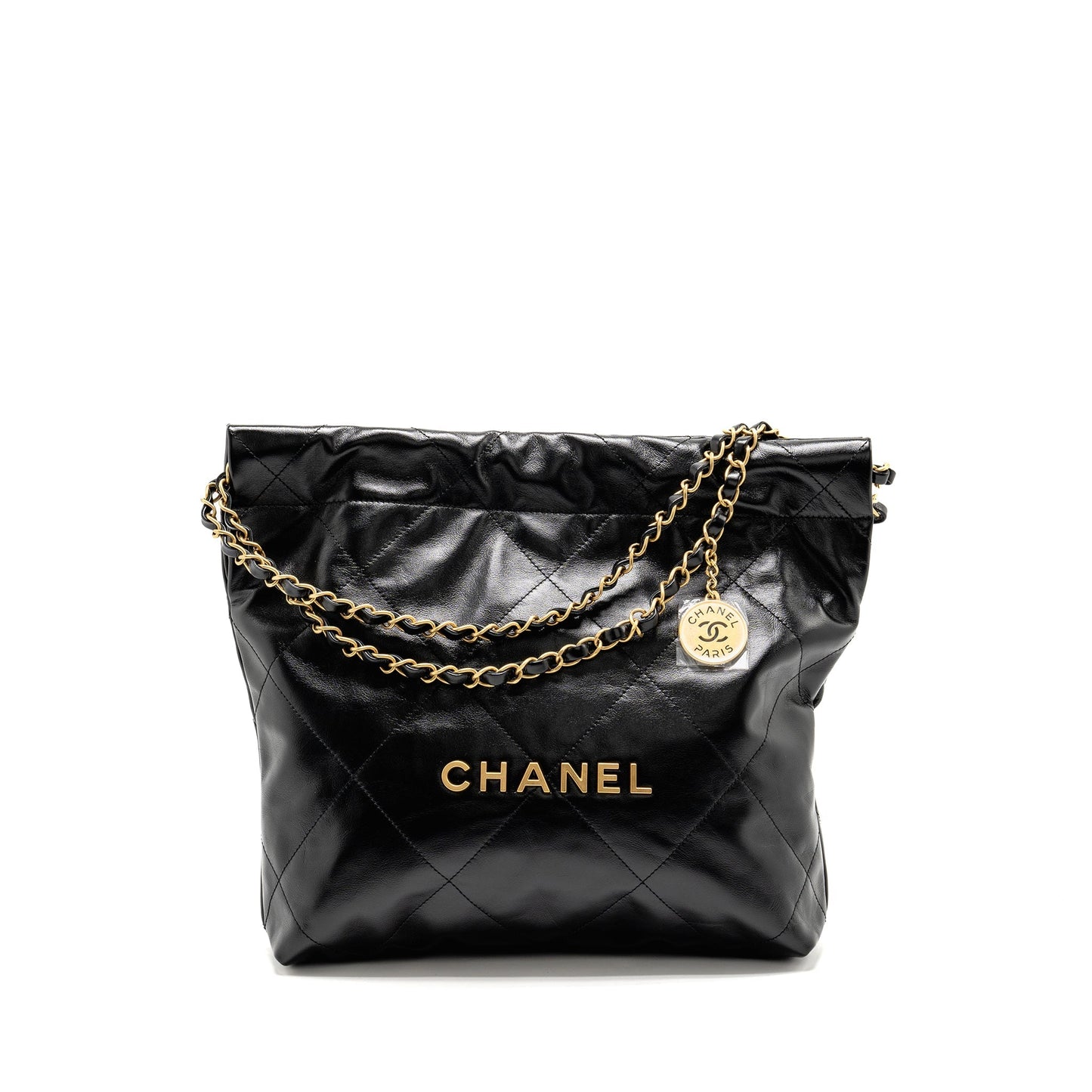 Chanel 22 Shiny Calfskin GHW microchip Black Small Handbag Lghw Microchip