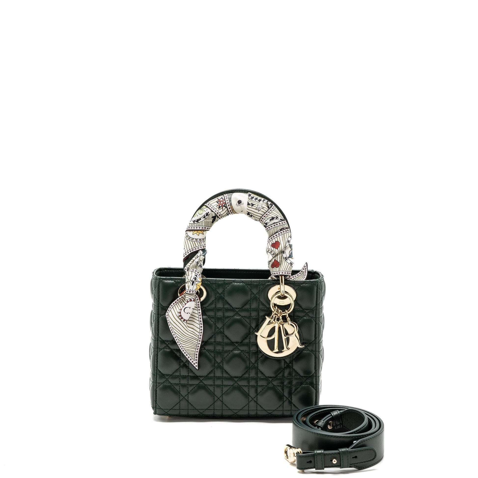 Dior Lady My Abc Purse Lambskin Dark Handbag Green Small Travel Bag
