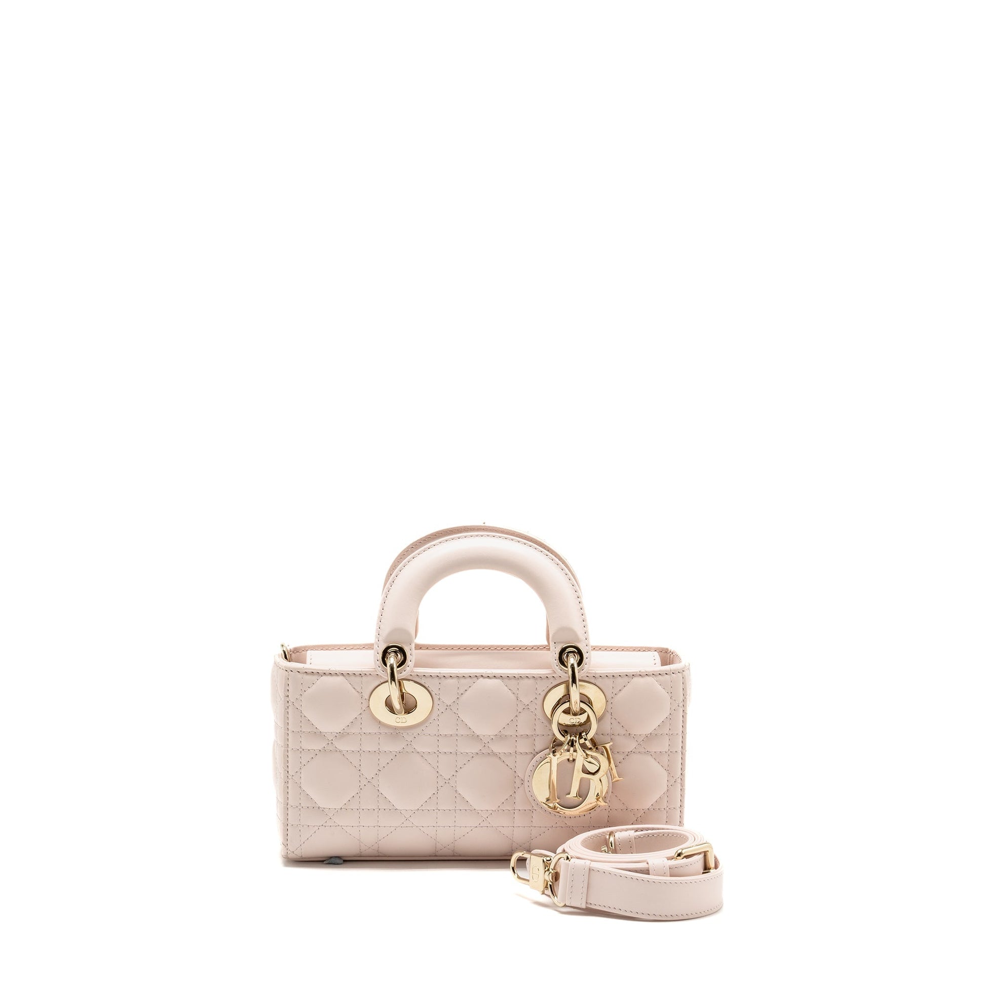Dior Lady D Joy Purse Cannage Lambskin Powder Pink Small Travel Bag