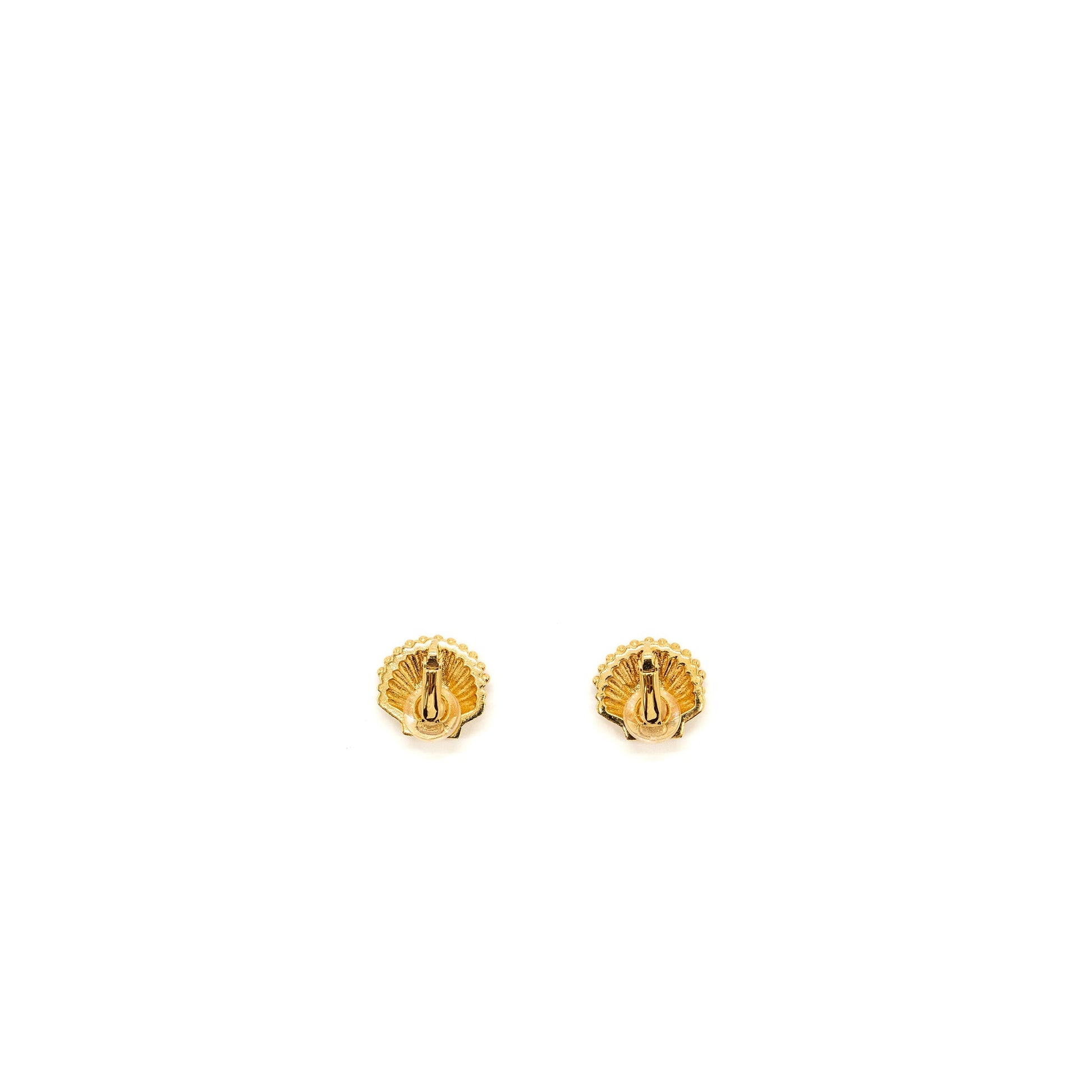 Chanel cc logo shell earclips crystal tone Multicolour Gold Handbag Gold Tone