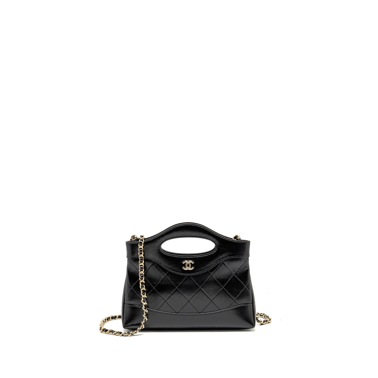 Chanel 24c 31 Shiny Calfskin LGHW Microchip Black Clutch Bag Microchip 1