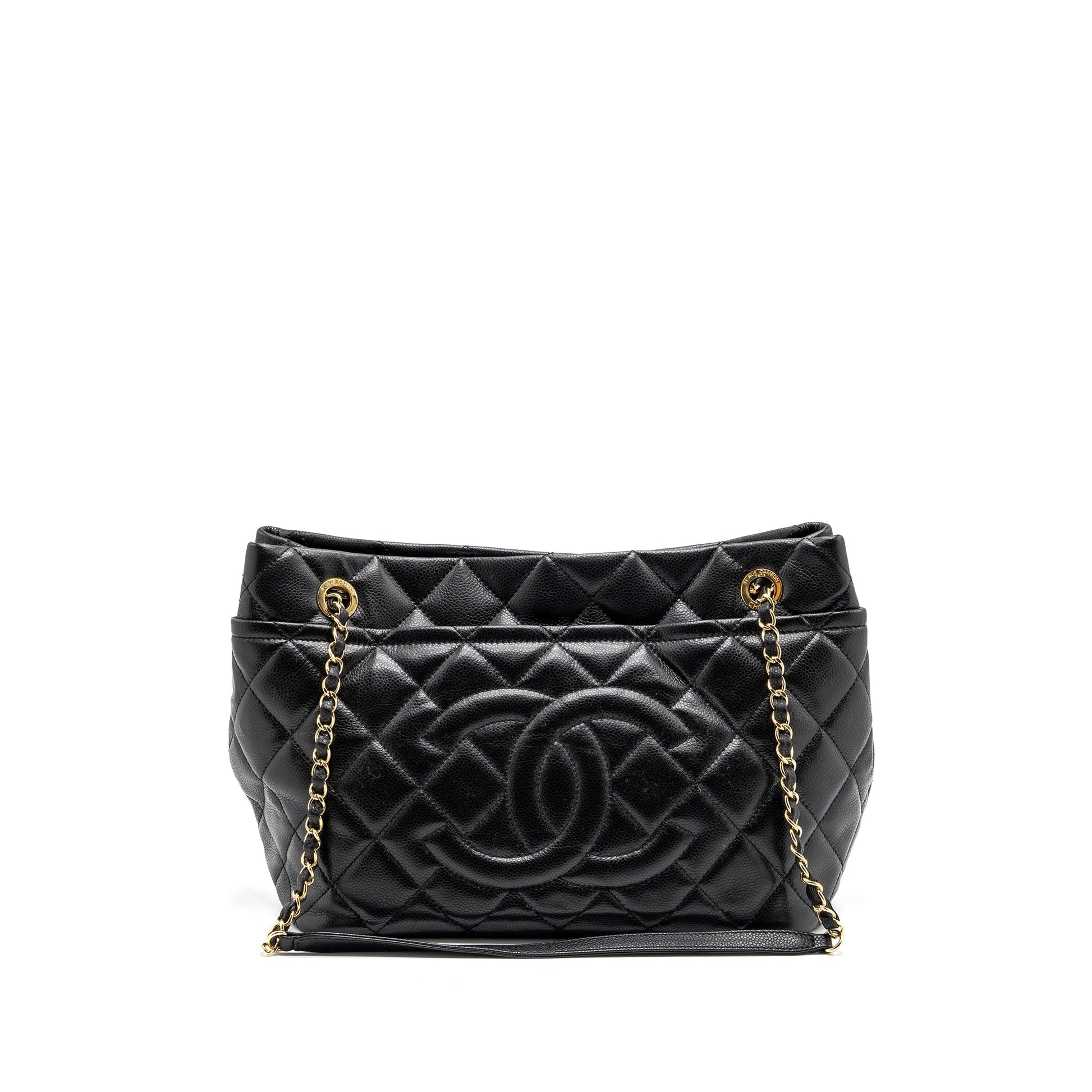 Chanel quilted shopping caviar GHW Black Shoulder Bag