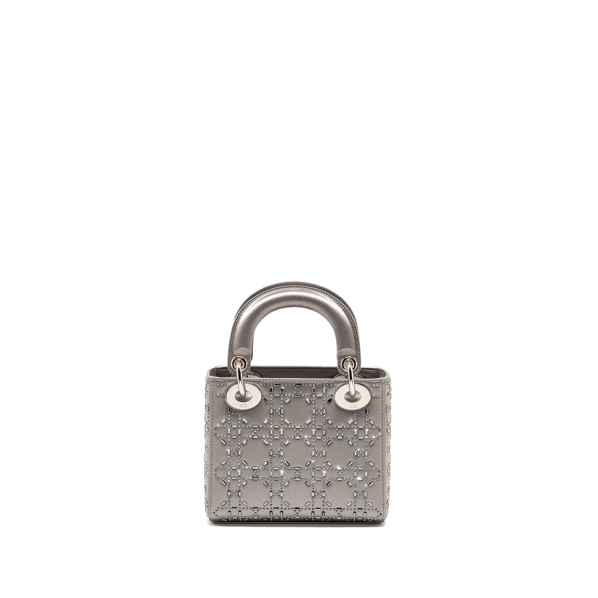 Dior Lady Stain Crystal Grey Handbag Mini Travel Bag