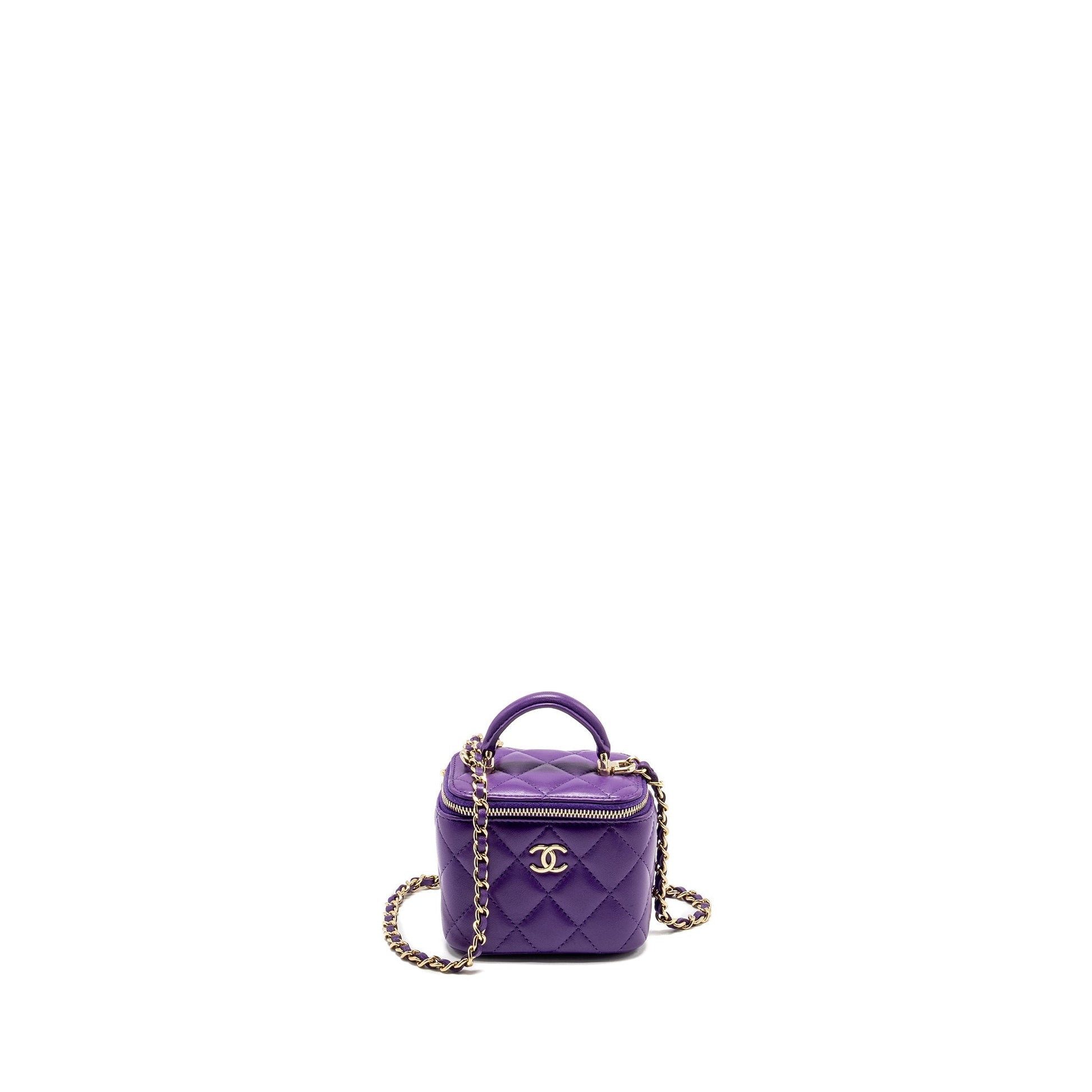 Chanel 22A Vanity Lambskin Purple LGHW Microchip Mini Bag
