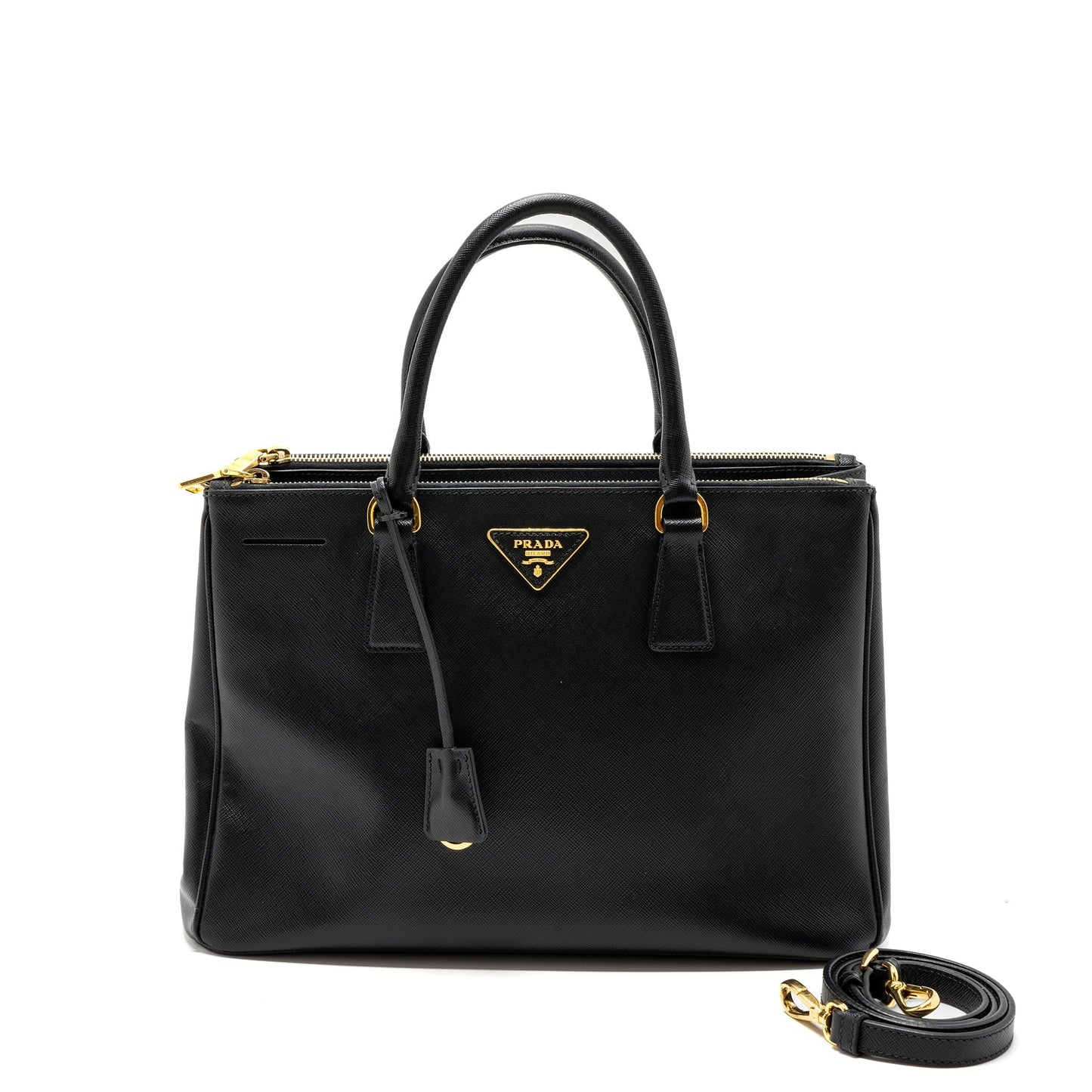 Prada Galleria Saffiano Tote Purse Calfskin Handbag Black Tote Bag