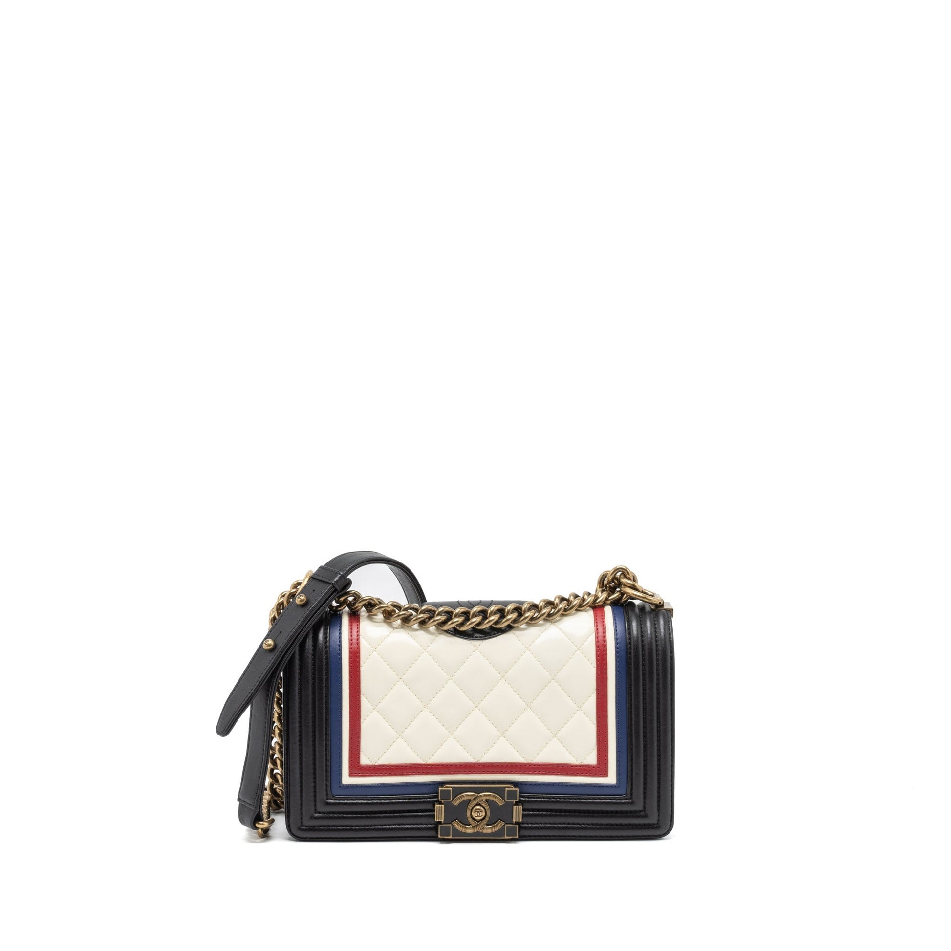 Chanel Boy Lambskin Ruthenium Hardware Multicolour Handbag
