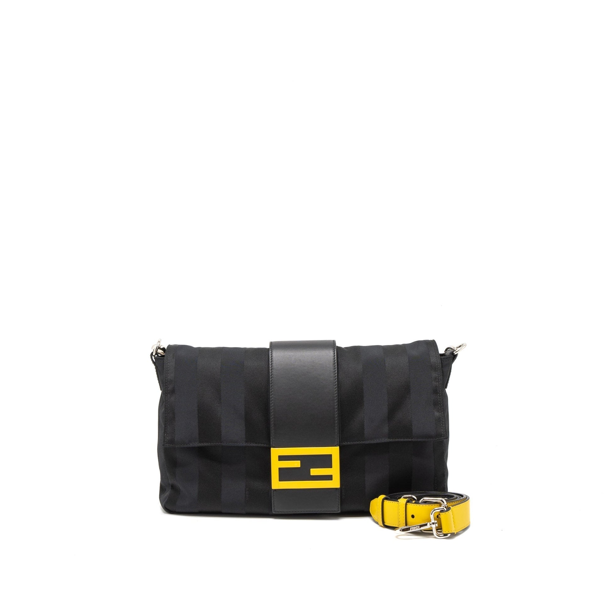 Fendi 20Fw Baguette Purse Leather Nylon Black Shoulder Bag